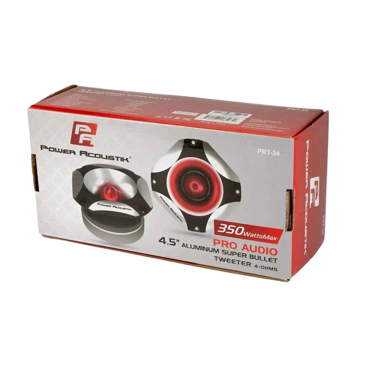 Power Acoustik PRT-34 Tweeter Auto Bullet Alluminio 4.5" Coppia