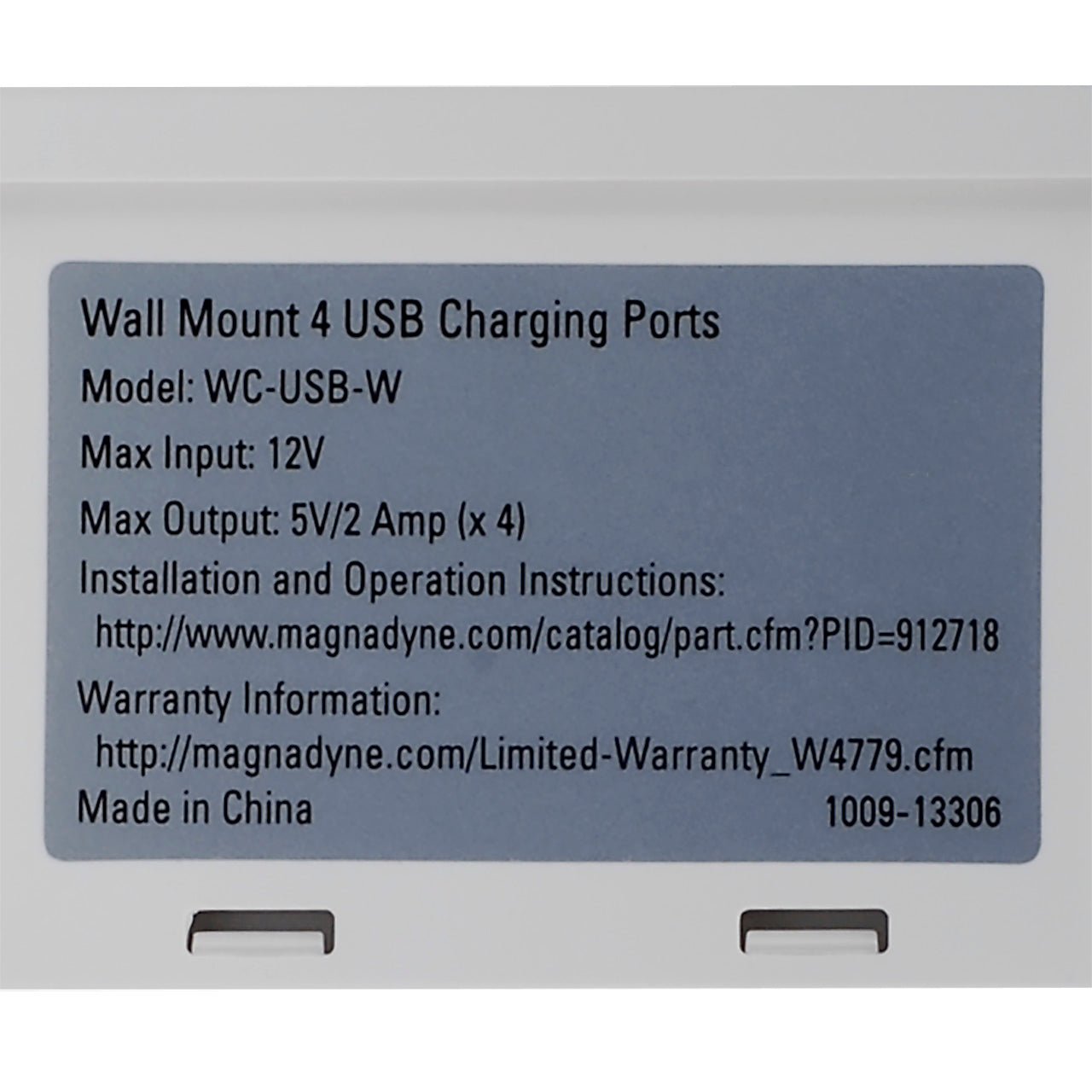 Magnedyne WCP-USB presa USB parete bianca 4 porte 2A