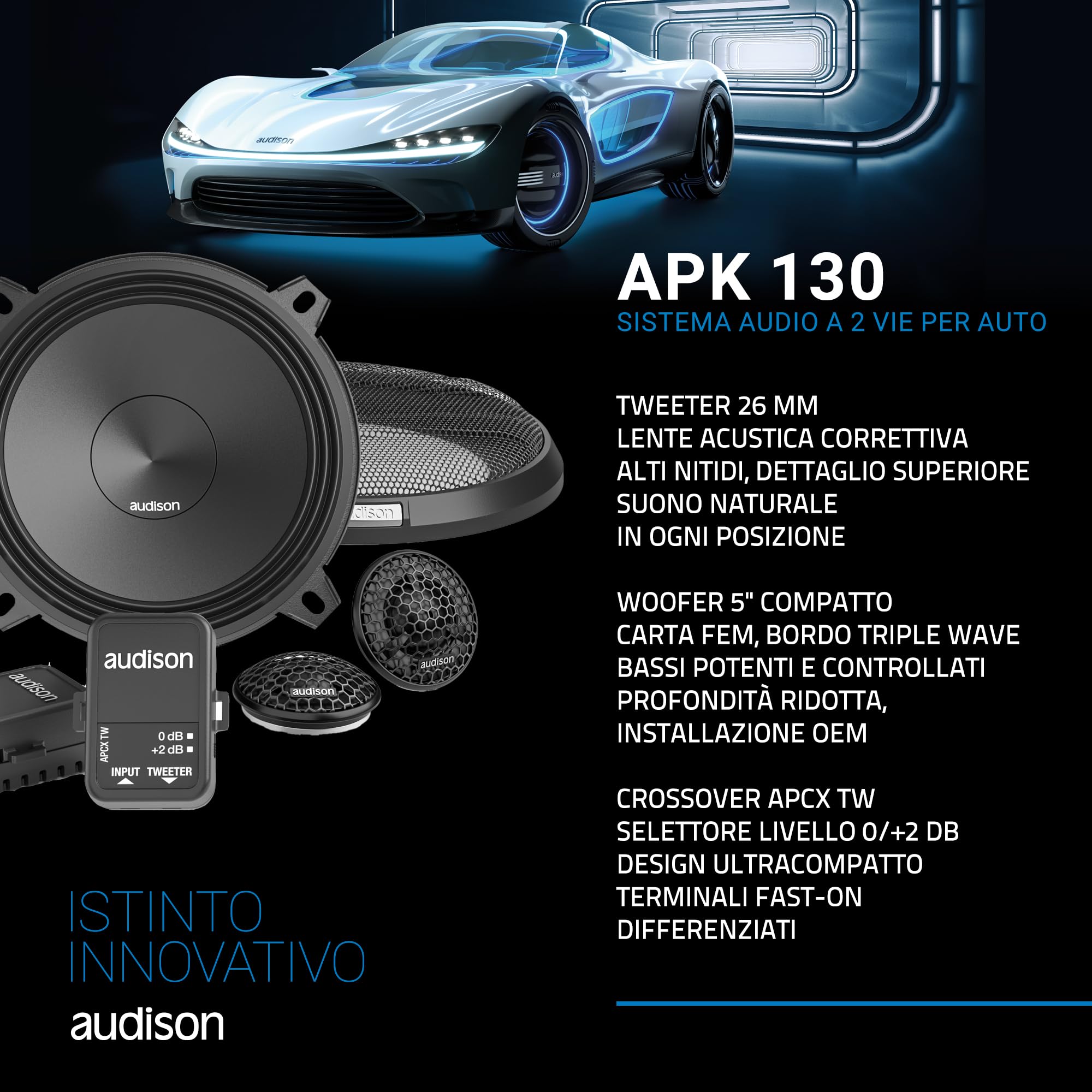 Audison Prima APK 130 kit 2 vie 130mm 225W