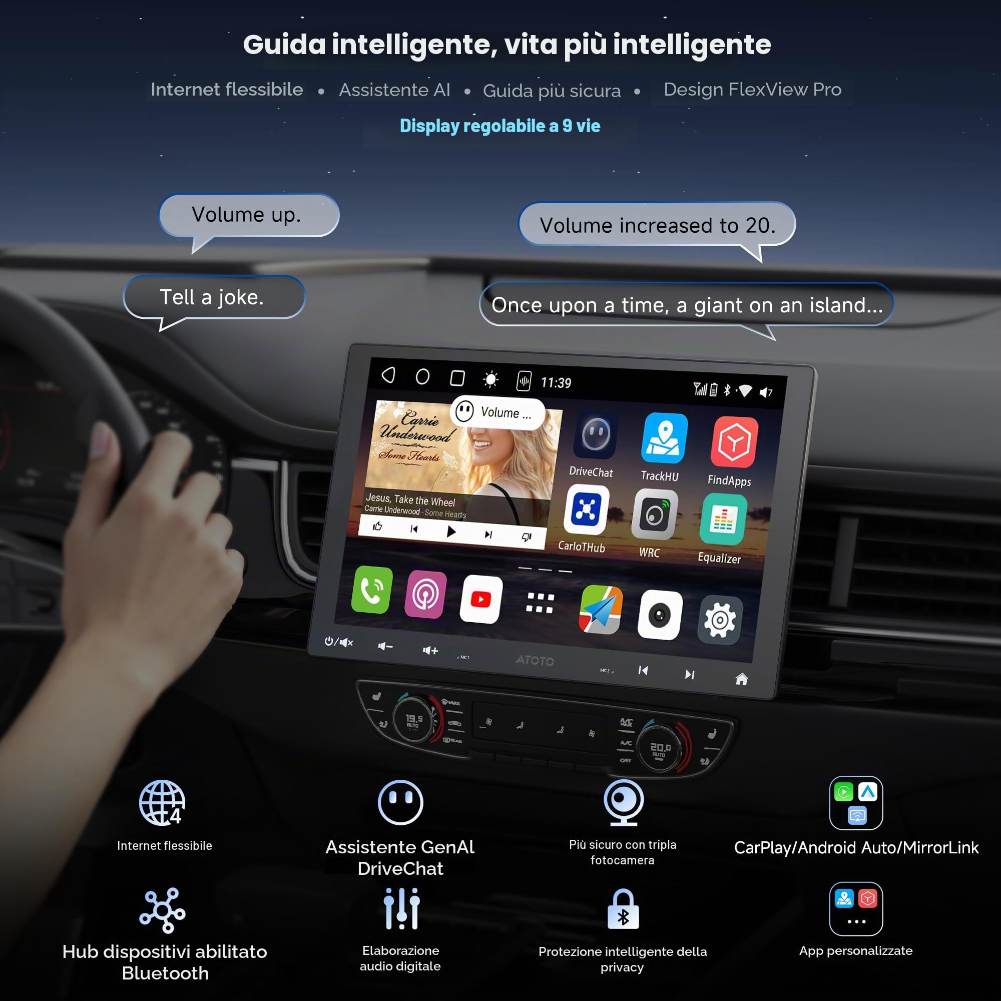 ATOTOZONE Car Stereo S8 MS autoradio 1 DIN 10,1" 4+32GB CarPlay