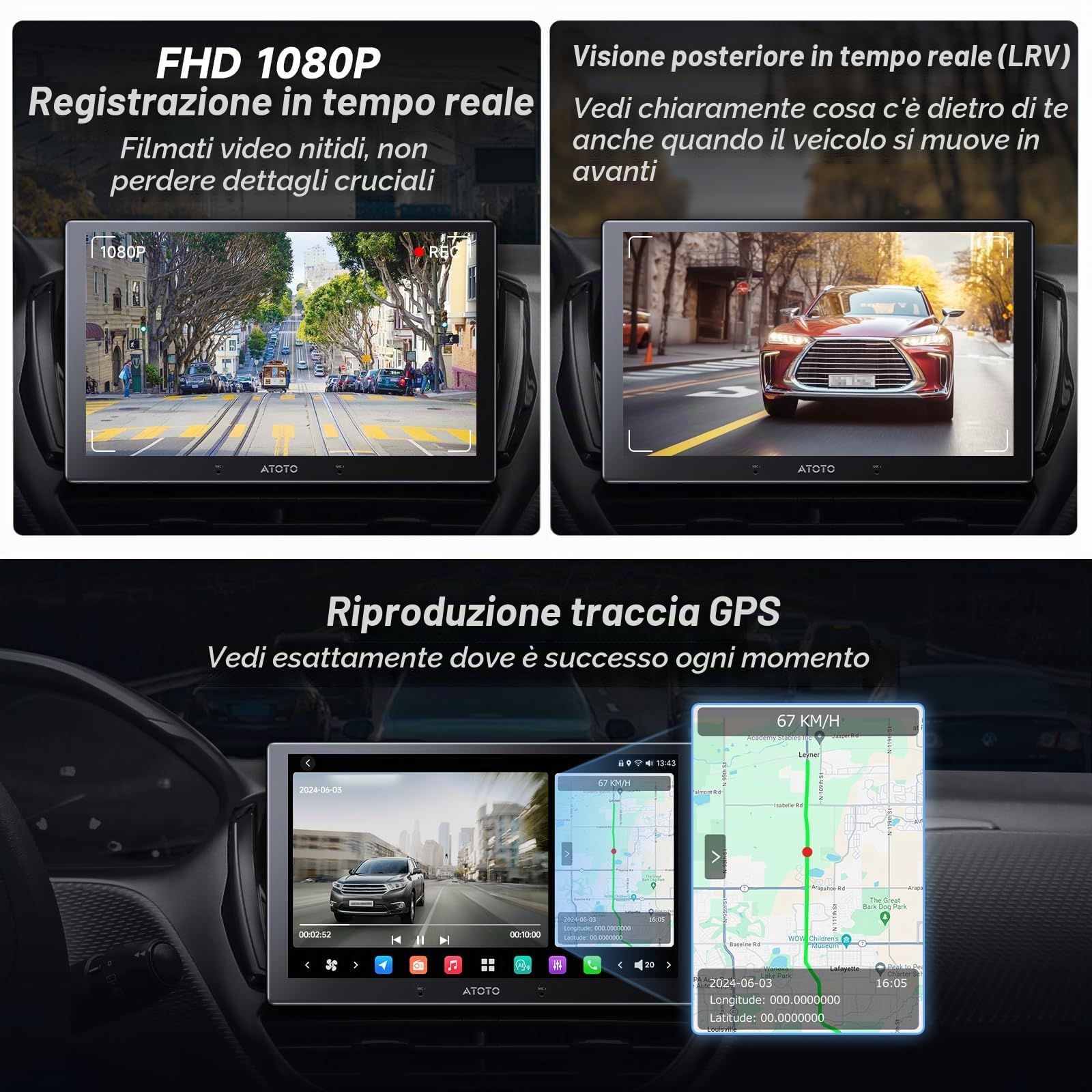 ATOTOZONE AC-FHD02LR Telecamera posteriore 1080P per X10