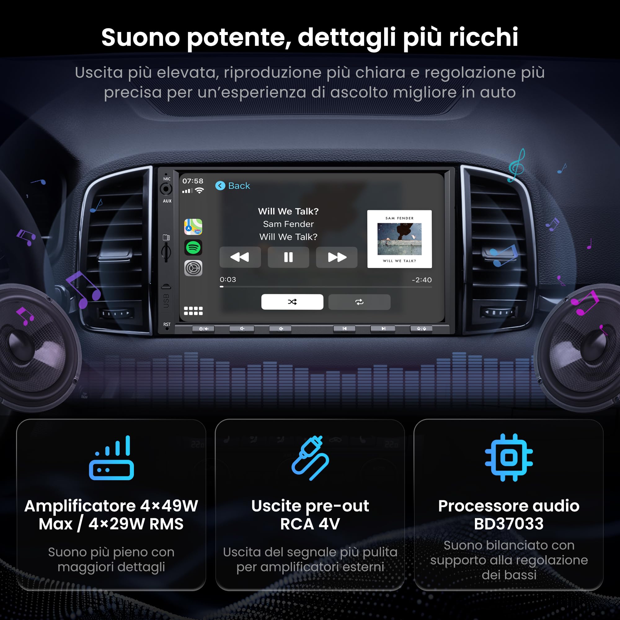 ATOTO F7 WE Autoradio 2 DIN 7 Pollici QLED CarPlay Wireless