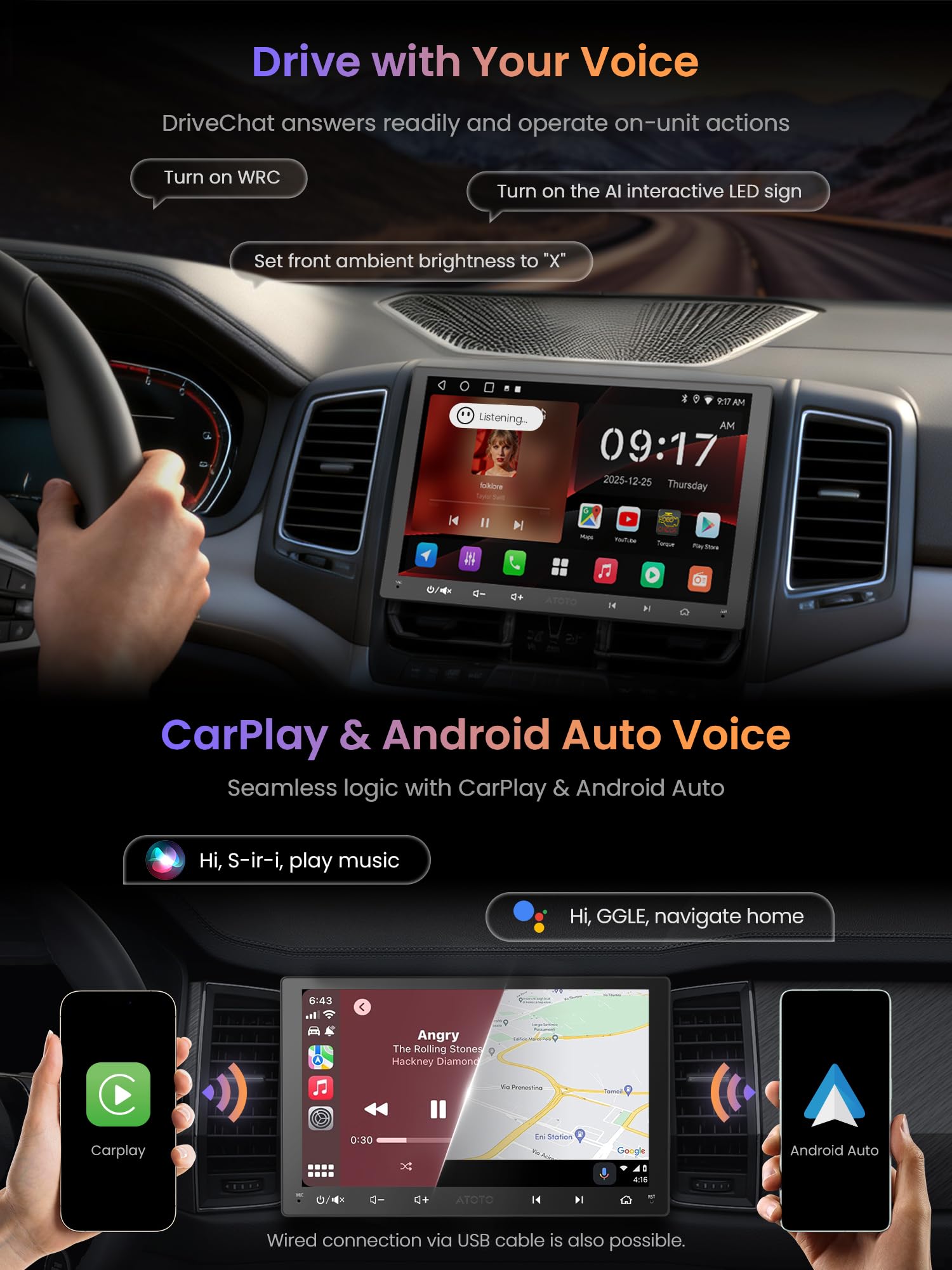 ATOTOZONE Car Camera AC-44P2 DVR USB 1080P per A5L