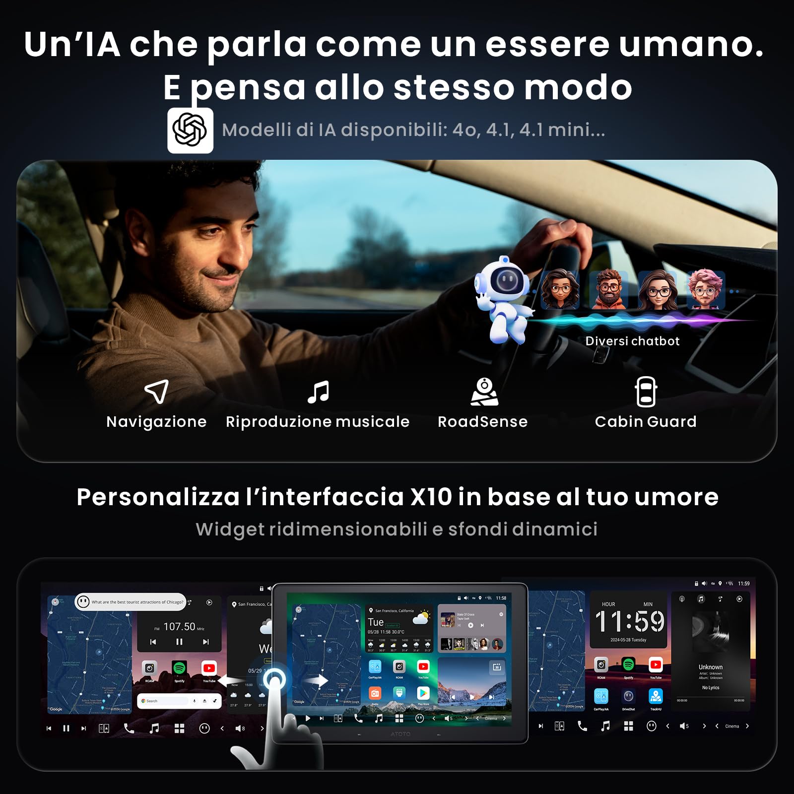 ATOTOZONE X10 Autoradio Android 10.1 Pollici 8+128GB 4G LTE