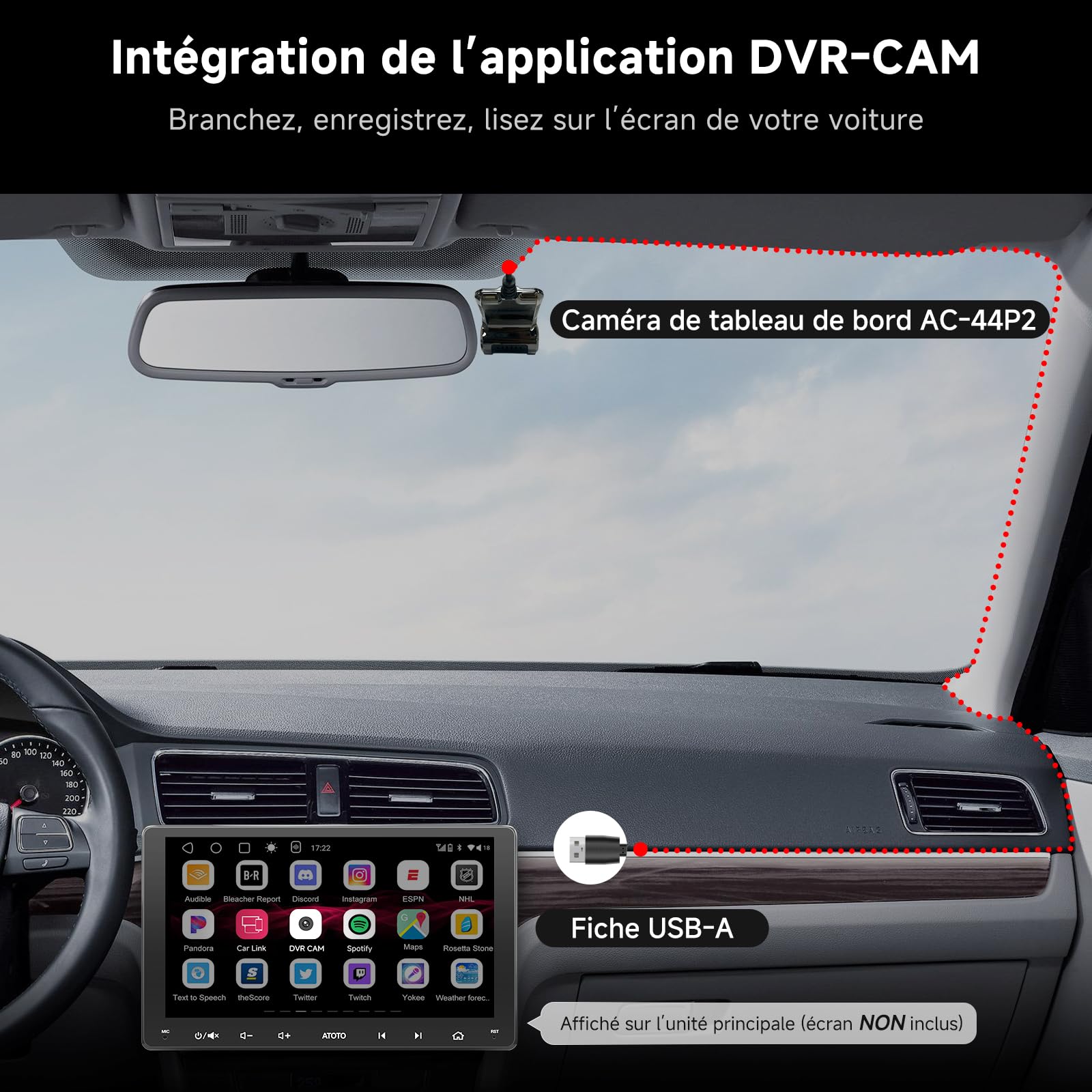 ATOTOZONE Car Camera AC-44P2 DVR USB 1080P per A5L