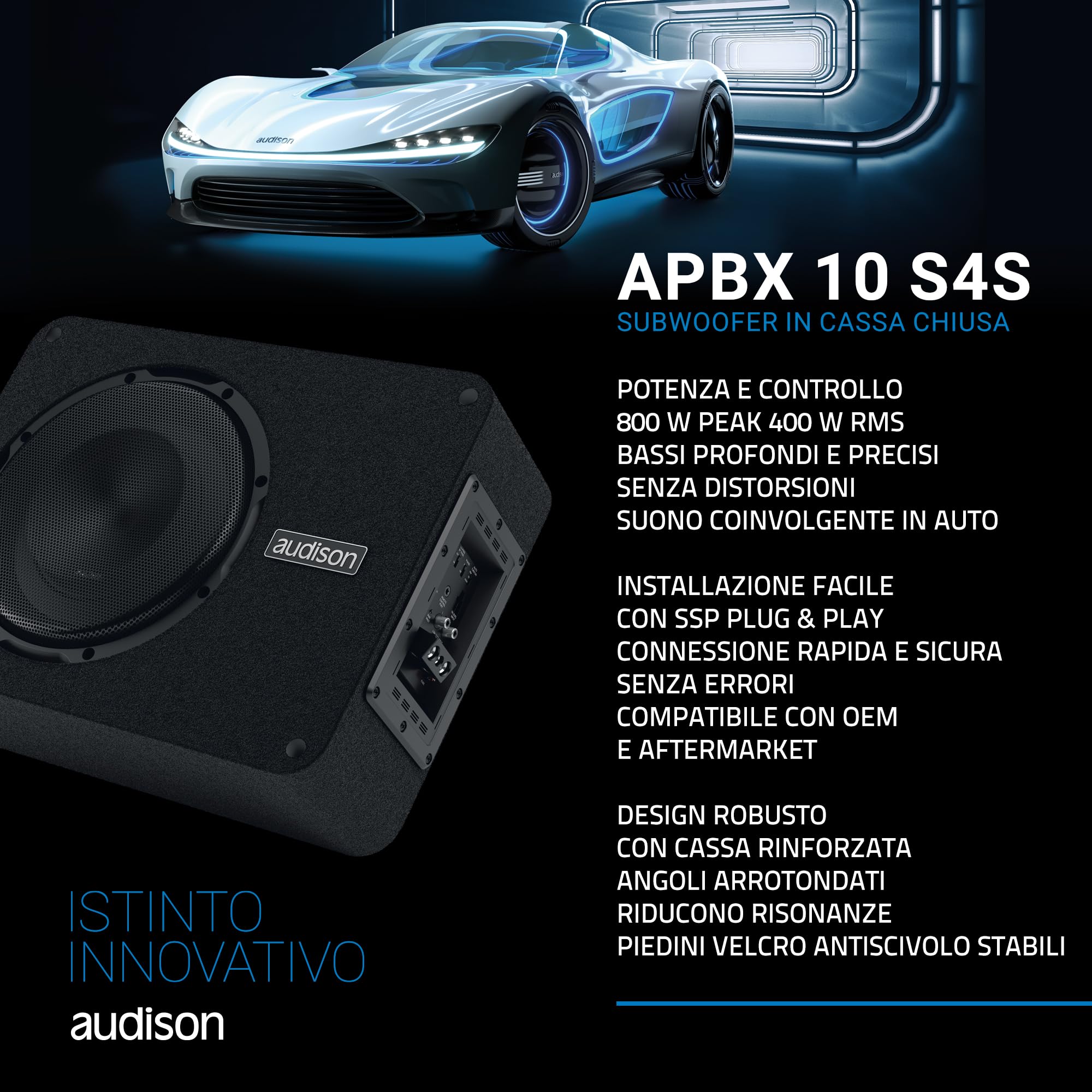 Audison Prima APBX 10 S4S Subwoofer cassa chiusa 250 mm 800 W