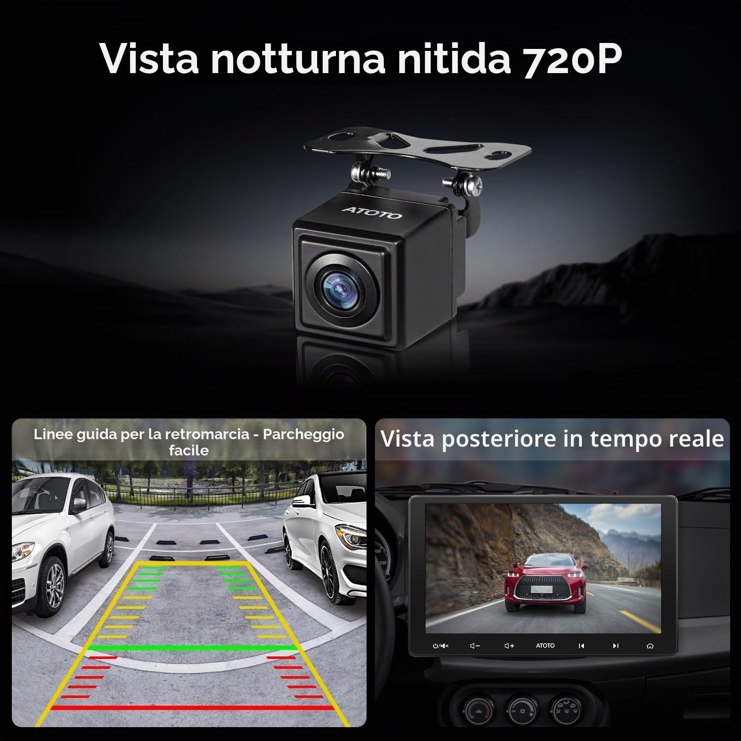 ATOTOZONE Car Camera AC-HD02LR Retrocamera 720P 150° IP67