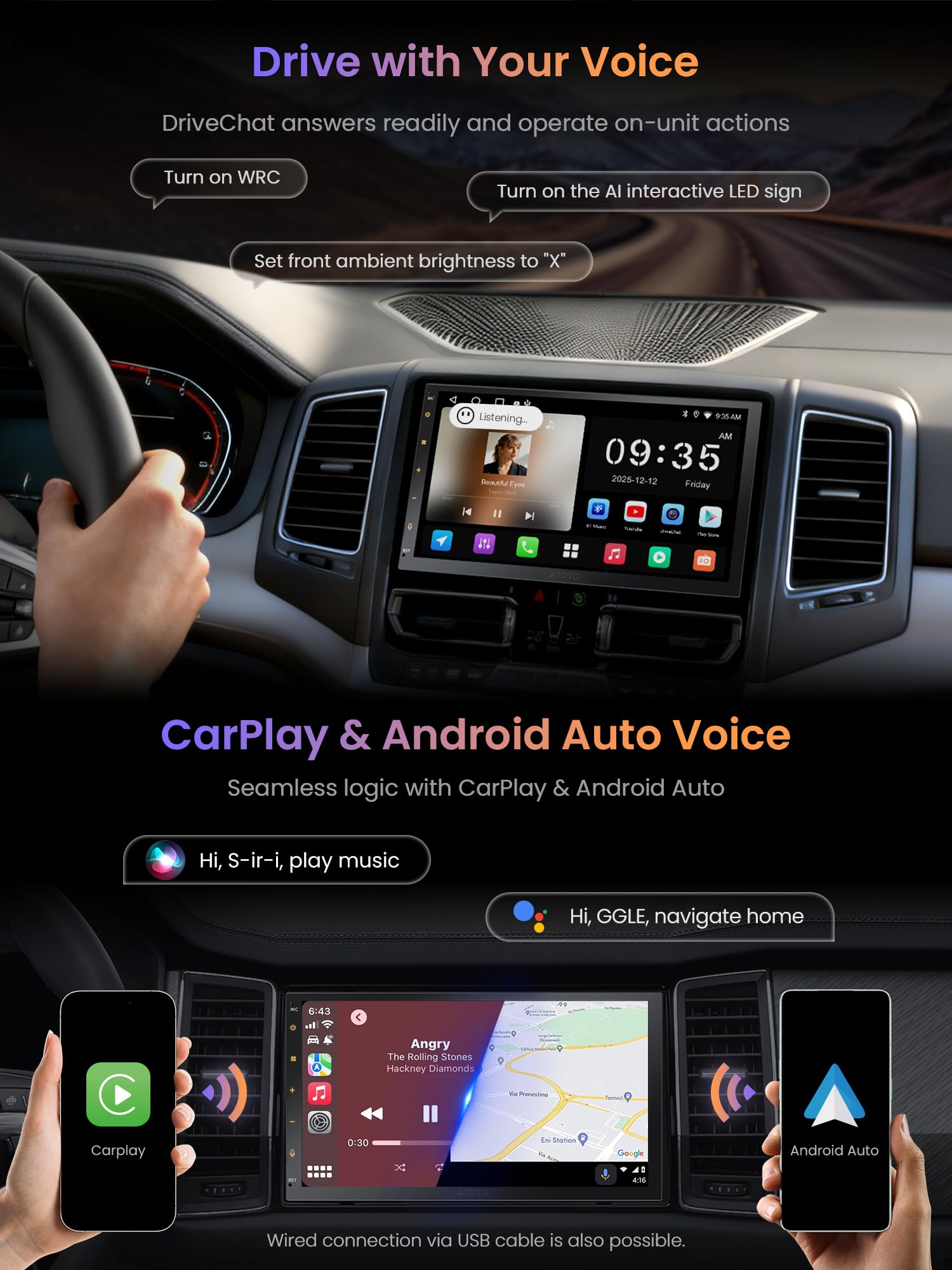 ATOTOZONE A5L autoradio Android 7" 2 DIN 2G+32G CarPlay