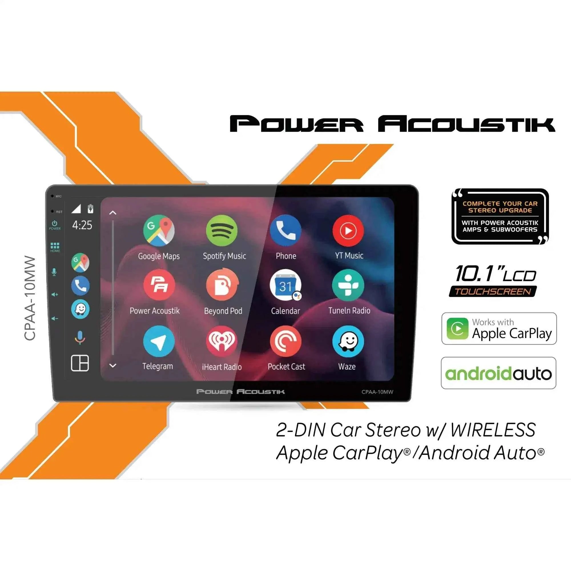 Power Acoustik CPAA-10MW Autoradio Touch 10.6" CarPlay Wireless