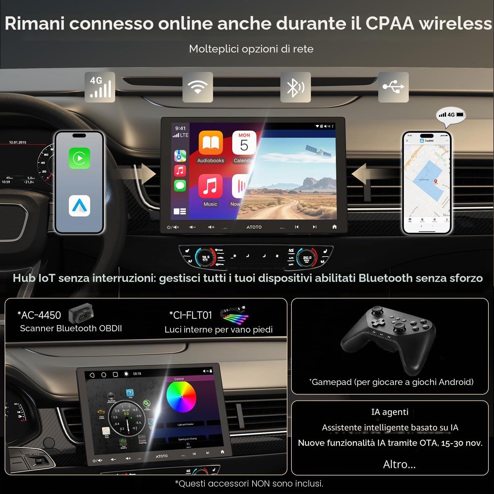 ATOTOZONE Car Stereo S8 MS autoradio 1 DIN 10,1" 4+32GB CarPlay