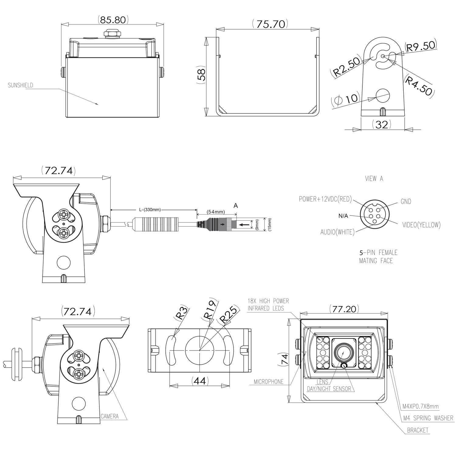 Magnedyne MobileVision C122H Telecamera Retromarcia Riscaldata LED