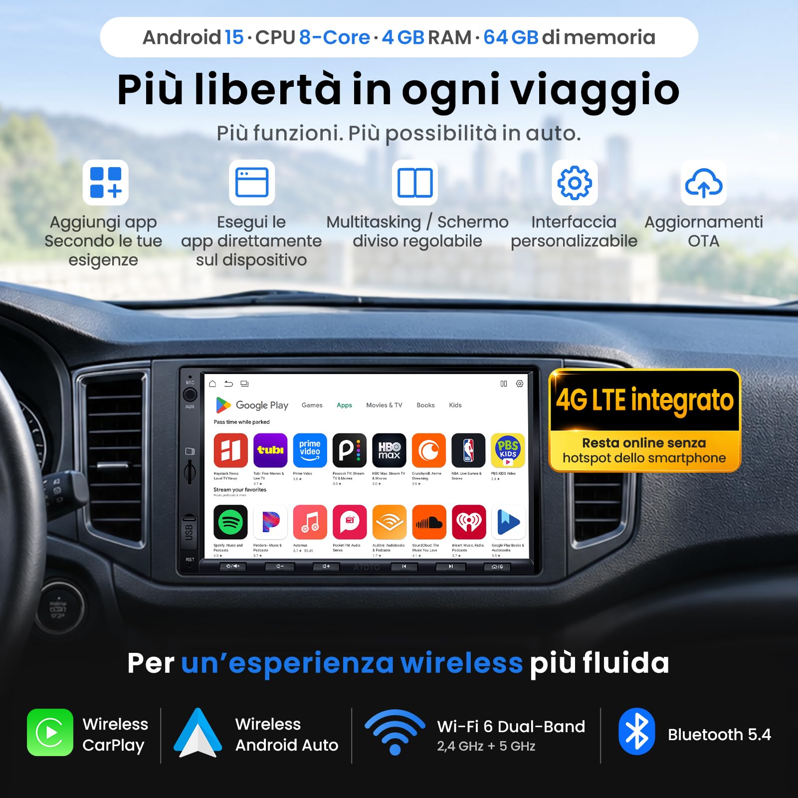 ATOTOZONE S8L 7 autoradio 2 DIN Android 4+64GB retrocamera