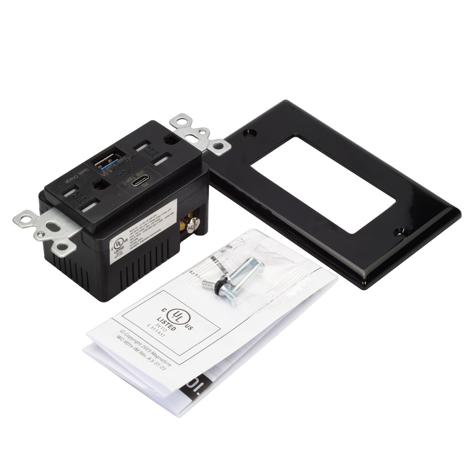 Magnedyne WC-601 presa USB da parete USB-A USB-C bianca