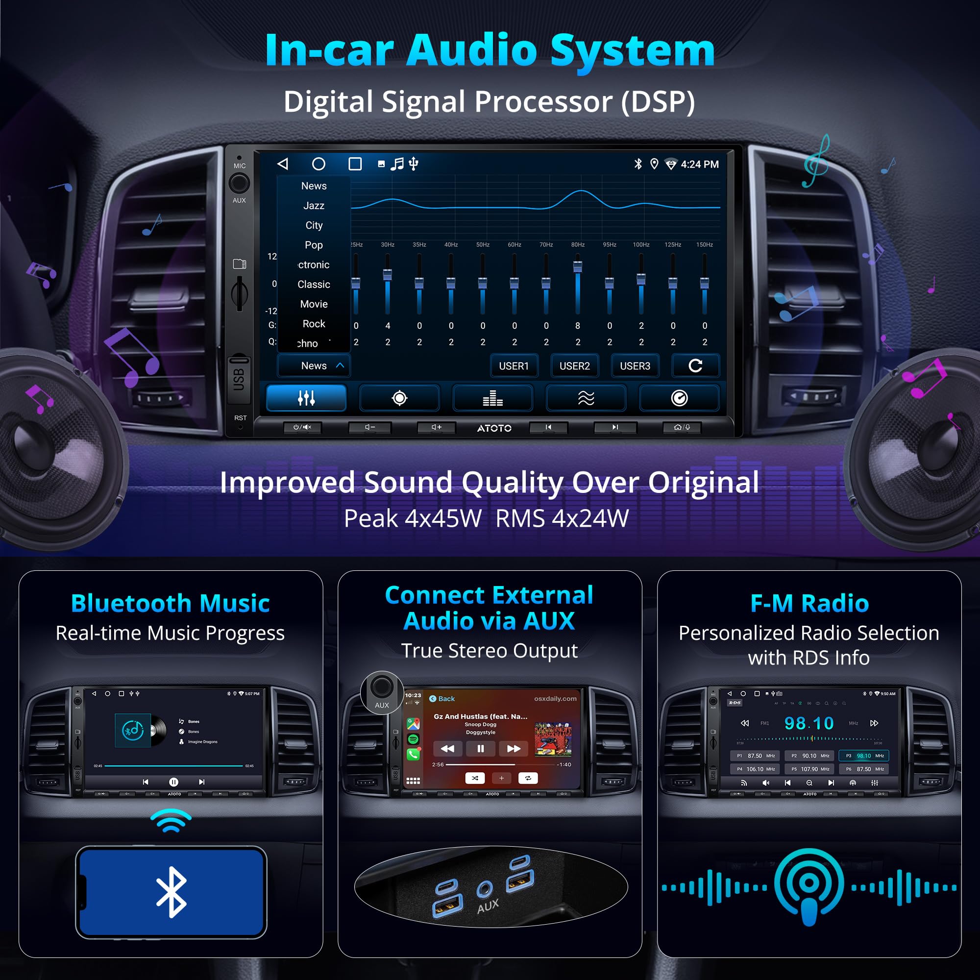 ATOTOZONE Car Stereo A5L autoradio 7" 2 DIN 2+32G CarPlay