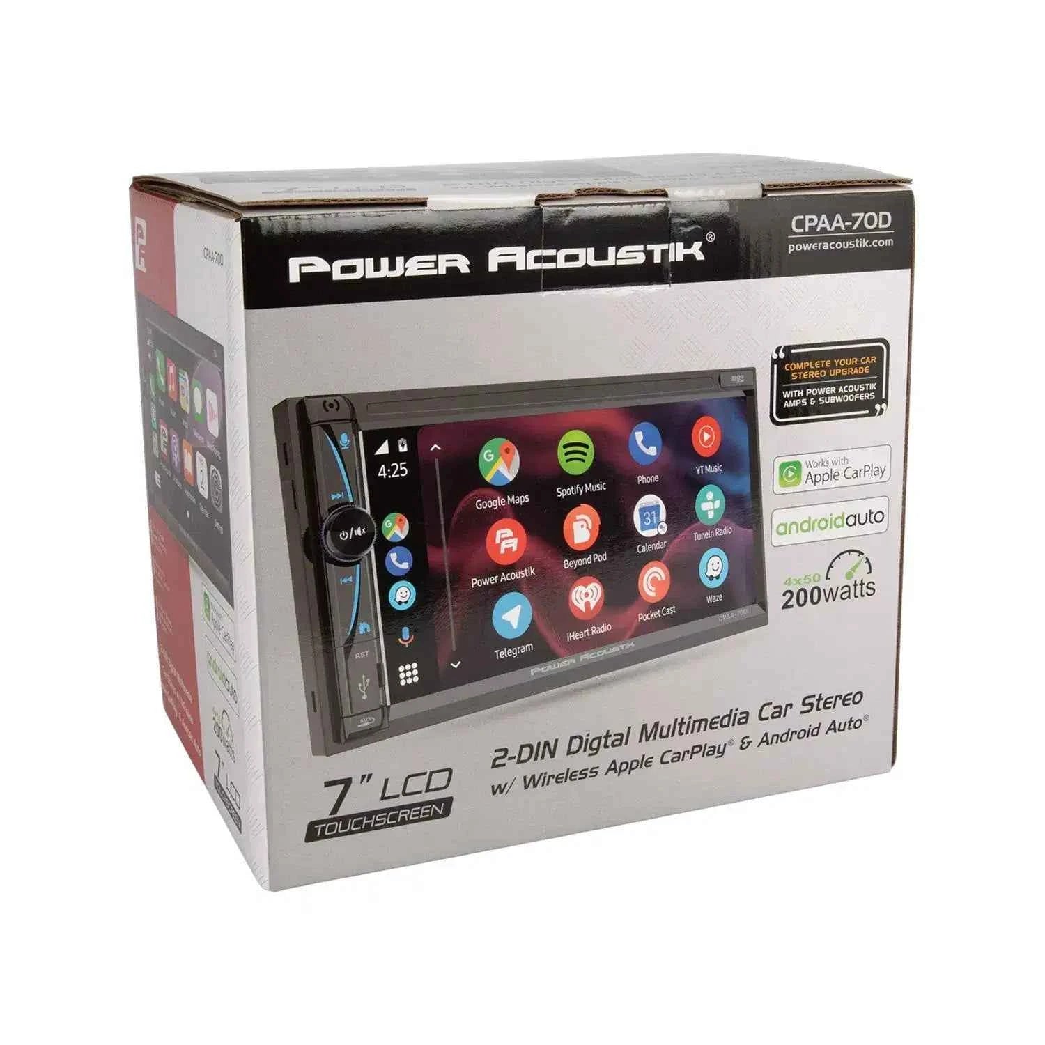 Power Acoustik CPAA-70D autoradio 2 DIN 7" CarPlay wireless