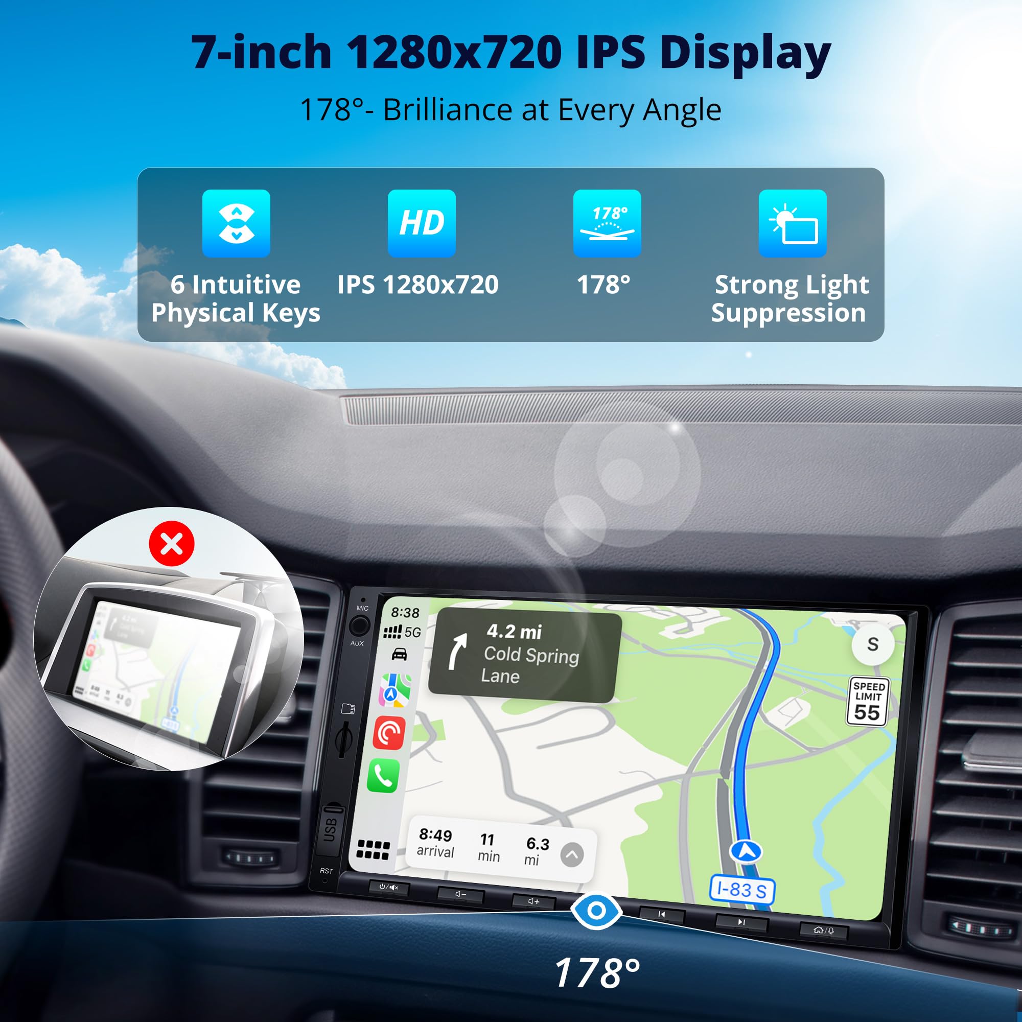 ATOTOZONE Car Stereo A5L autoradio 7" 2 DIN 2+32G CarPlay