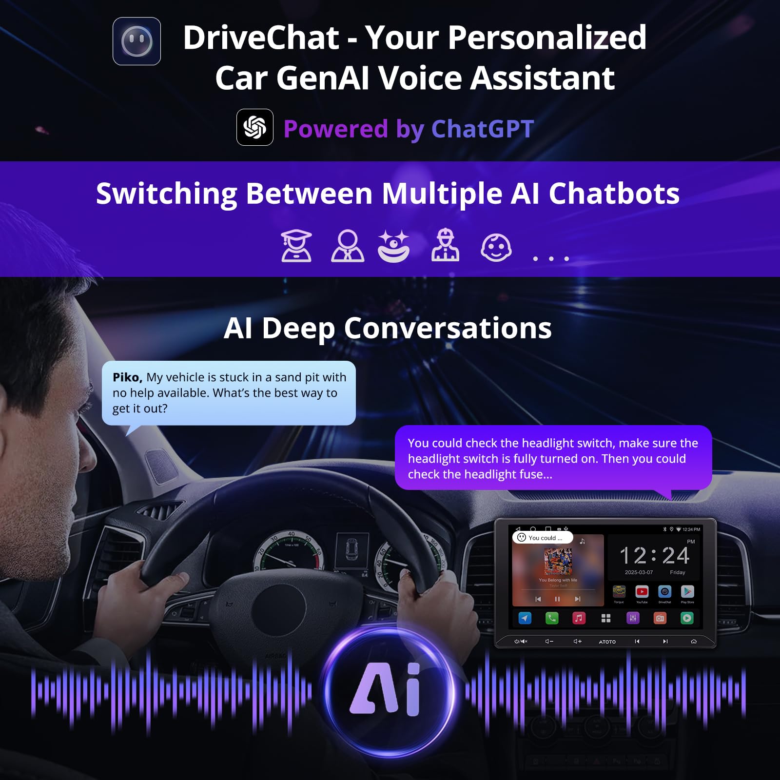 ATOTOZONE Car Stereo A5L autoradio 2 DIN 10" 2+32GB CarPlay