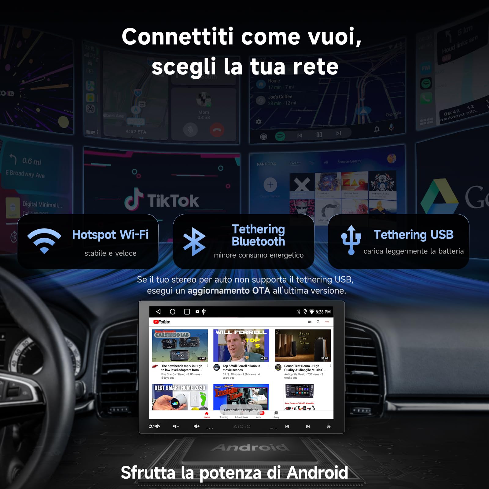 ATOTOZONE A5L autoradio Android 10.1" QLED 2G+32G CarPlay