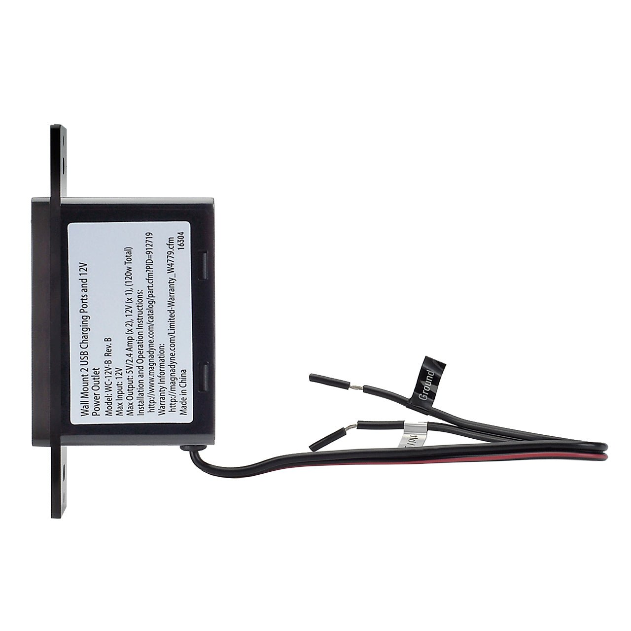 Magnadyne WCP-12V-B Caricatore USB Parete 2 Porte + 12V