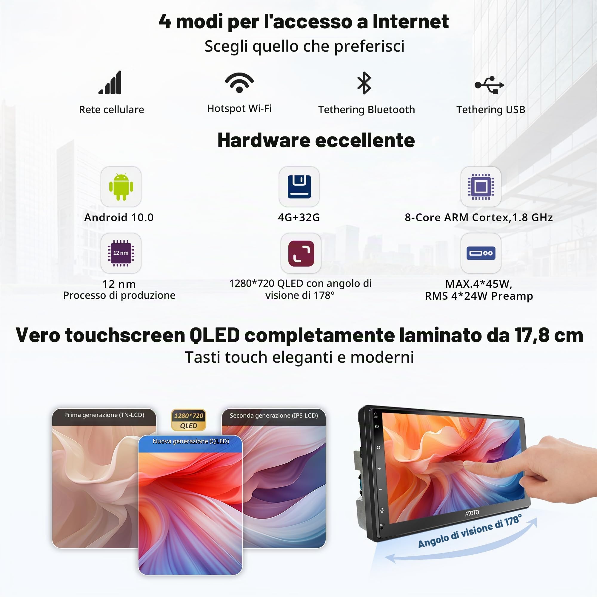 ATOTOZONE S8MS S8G2C74MS Autoradio Android 2 DIN 7" 4+32GB 4G