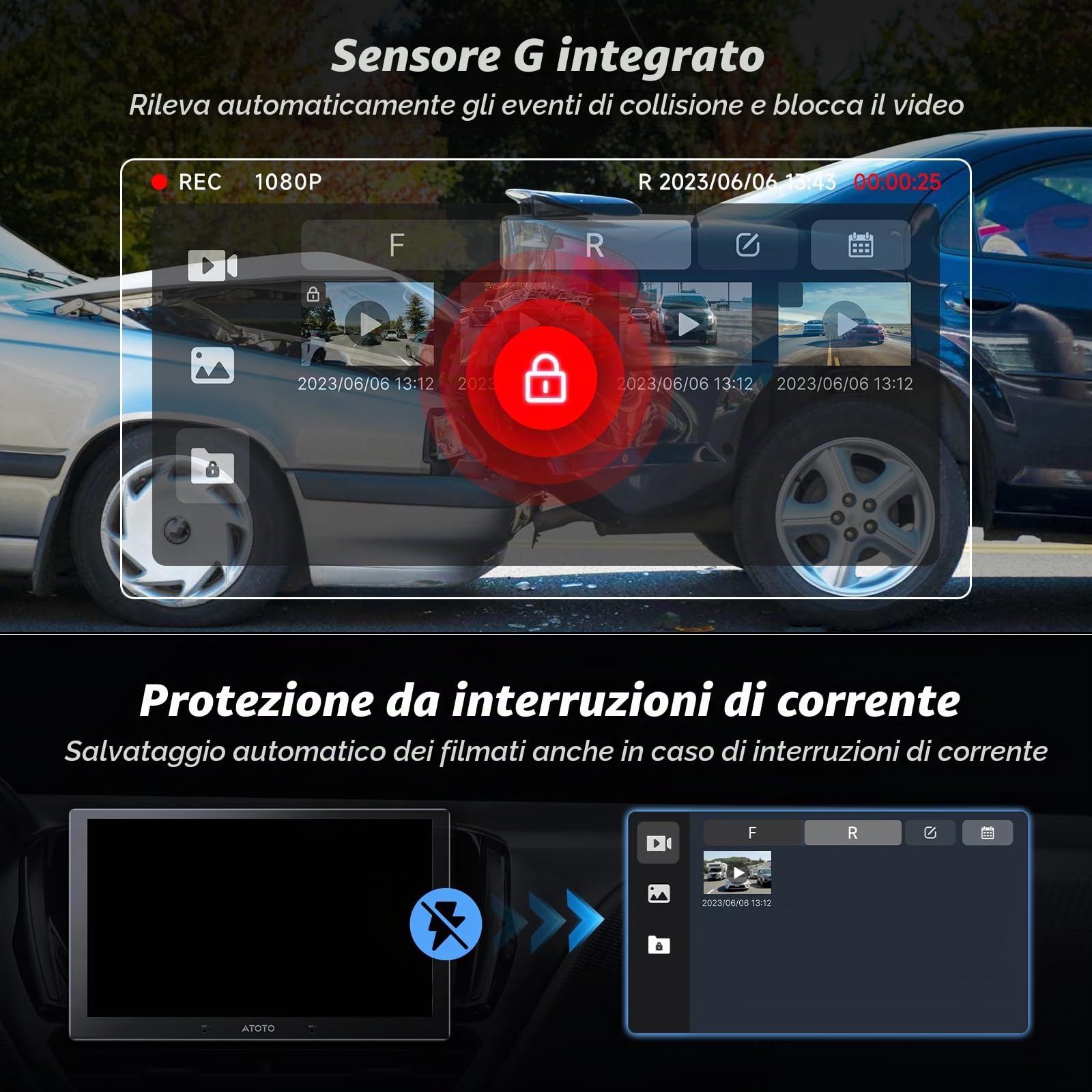 ATOTOZONE AC-FHD02LR Telecamera posteriore 1080P per X10
