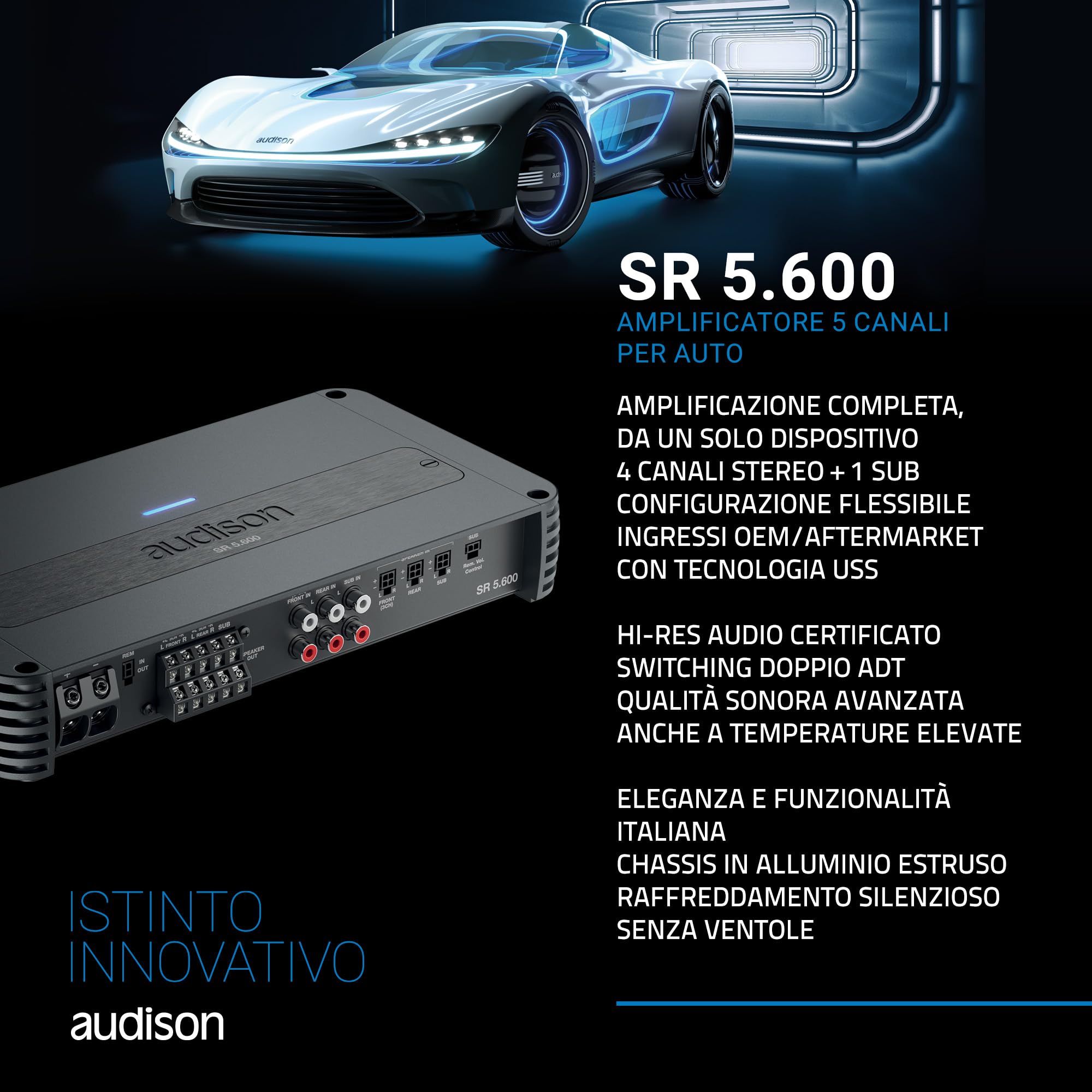 Audison SR 5.600 amplificatore 5 canali 1010W 2 Ohm
