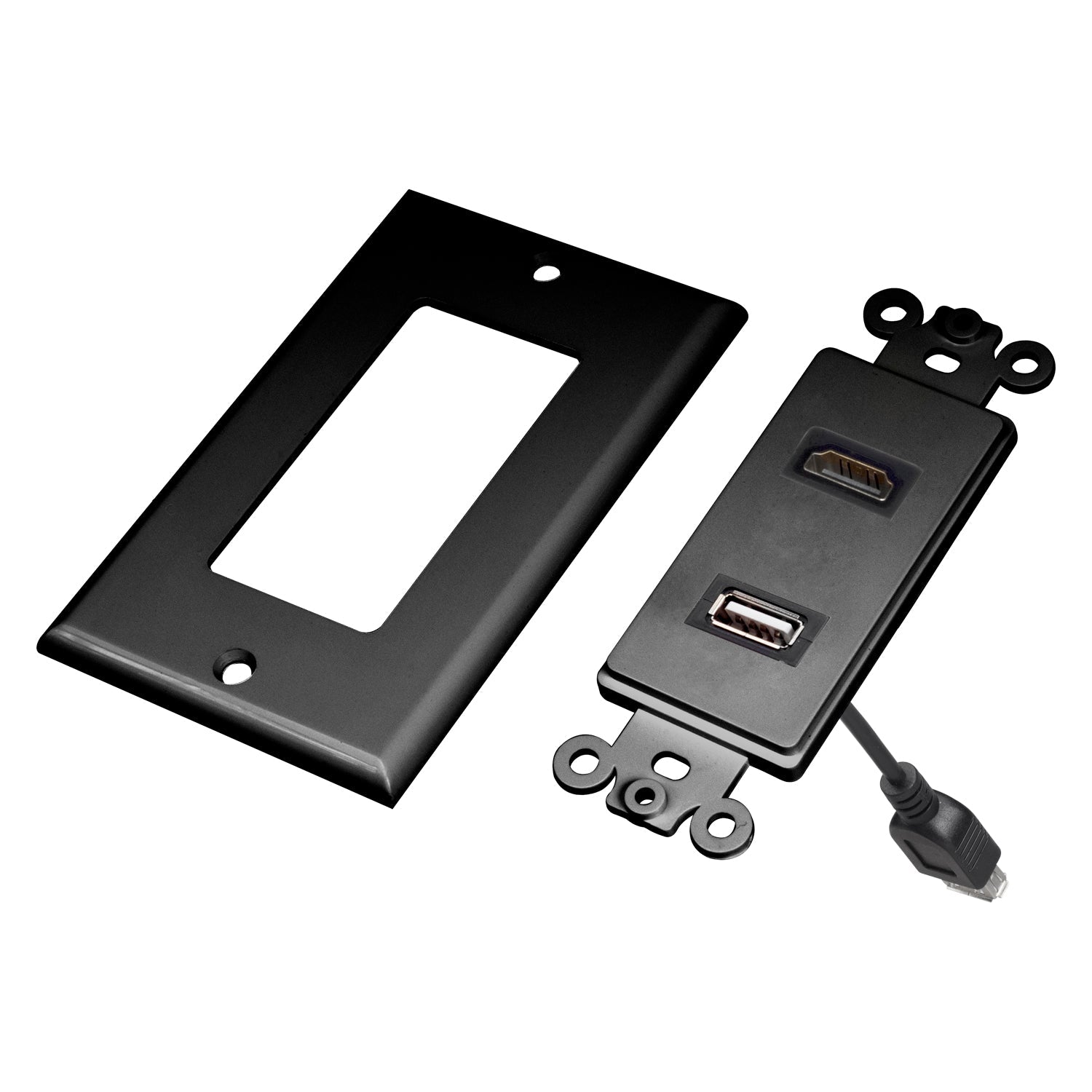 Magnedyne WP-120B-FLY Placca Muro HD + USB Nera Cavo
