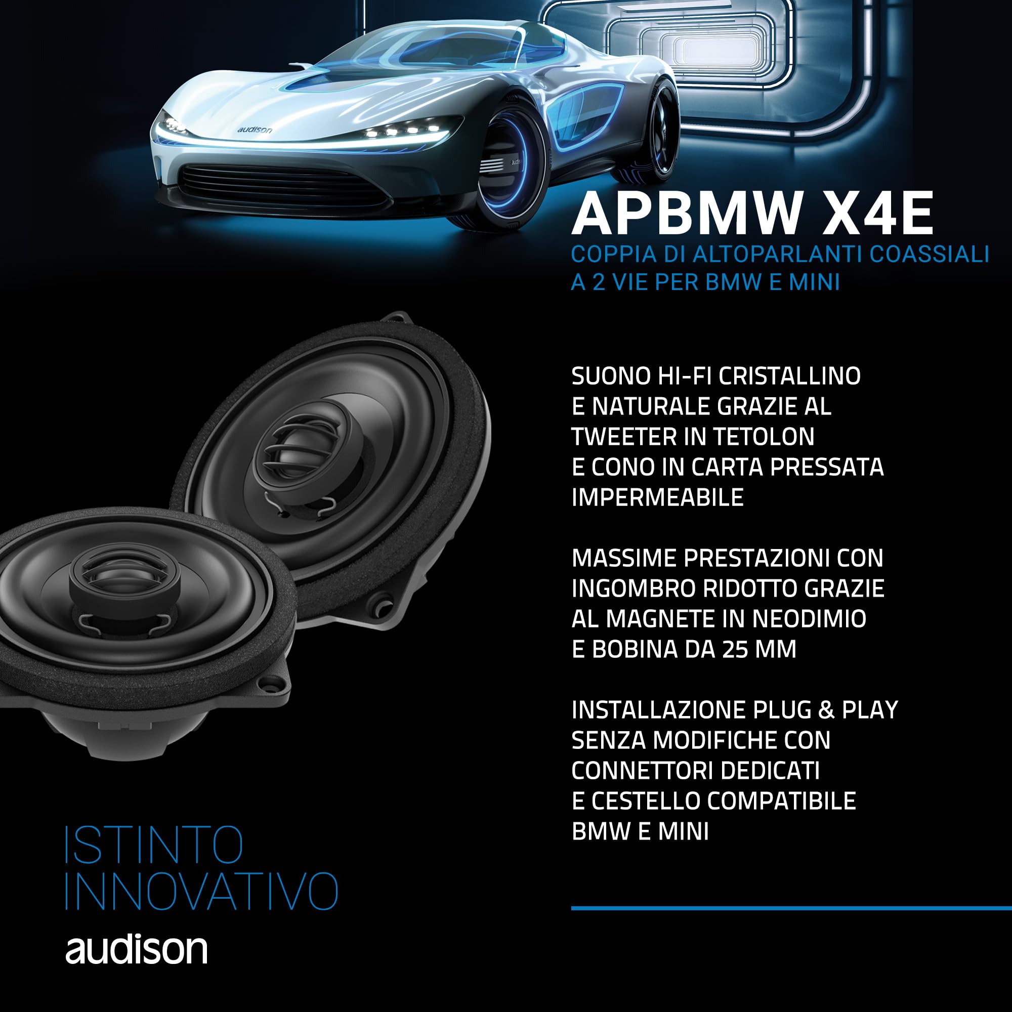 Audison Prima APBMW X4E Casse auto coassiali 100mm 80W