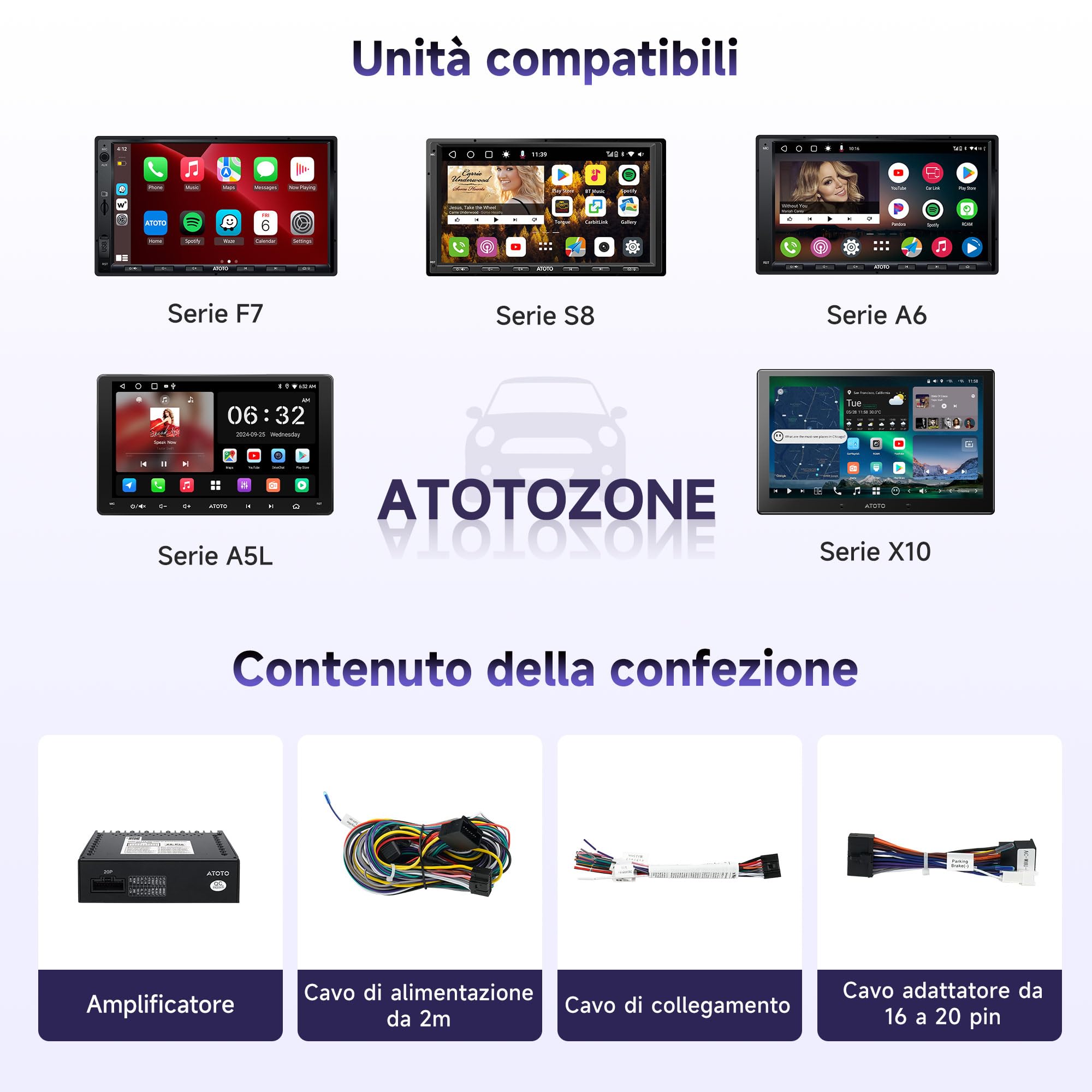 ATOTOZONE CA-AEC122DL Amplificatore Auto 4x60W Classe D