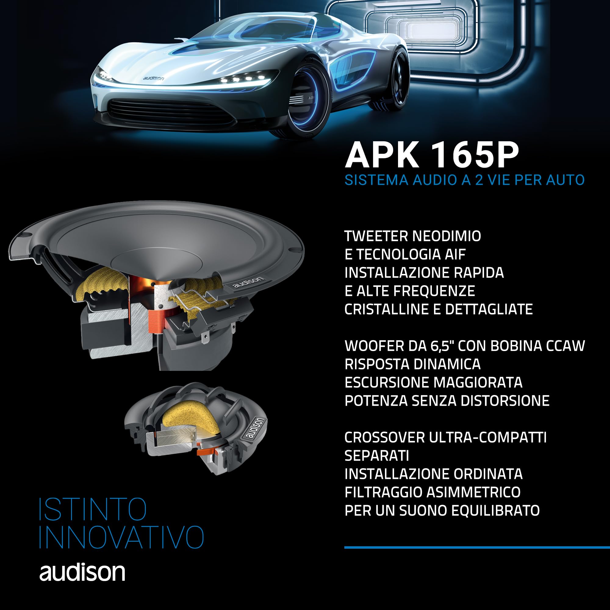 Audison Prima APK 165P Kit 2 Vie 165mm 345W