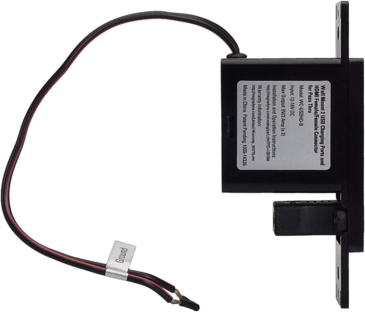 Magnedyne Utility WC-USBHD-B presa USB-A HDMI camper muro