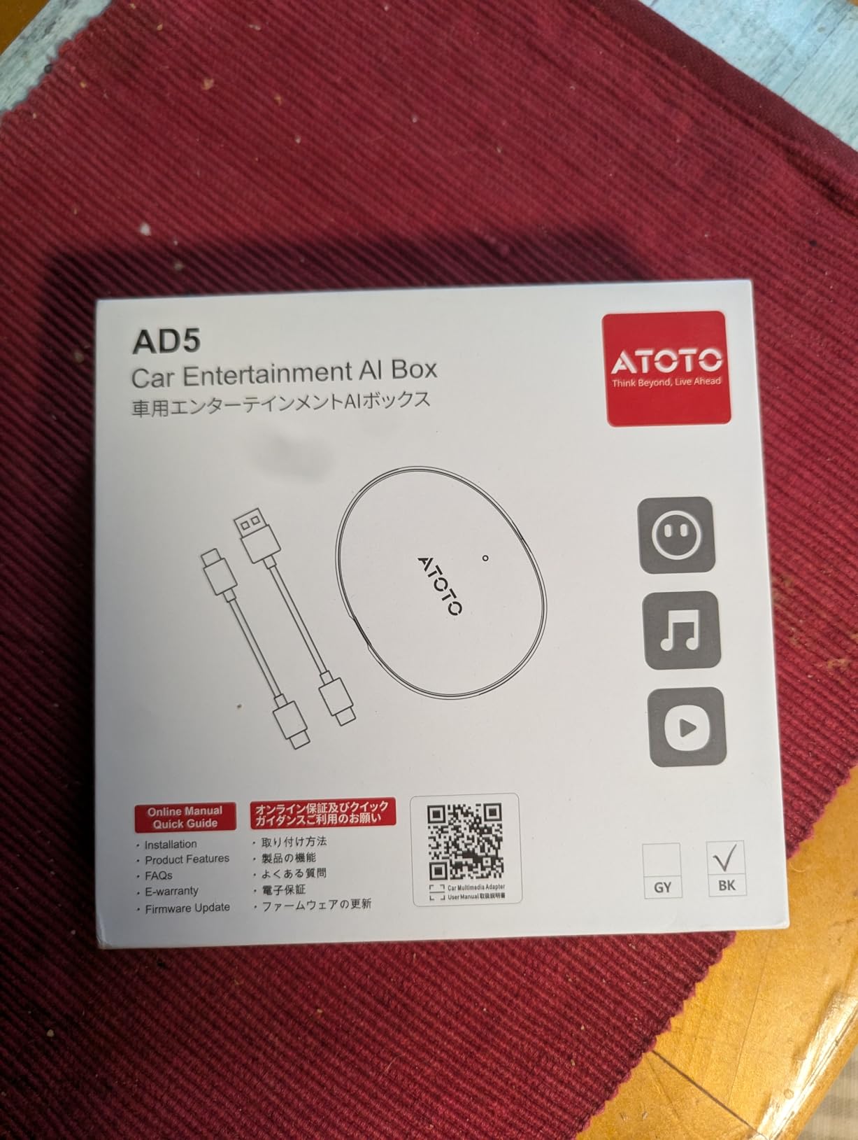 ATOTOZONE Wireless CarPlay Adapter AD5 AI Box 2+32GB Dual Wi-Fi