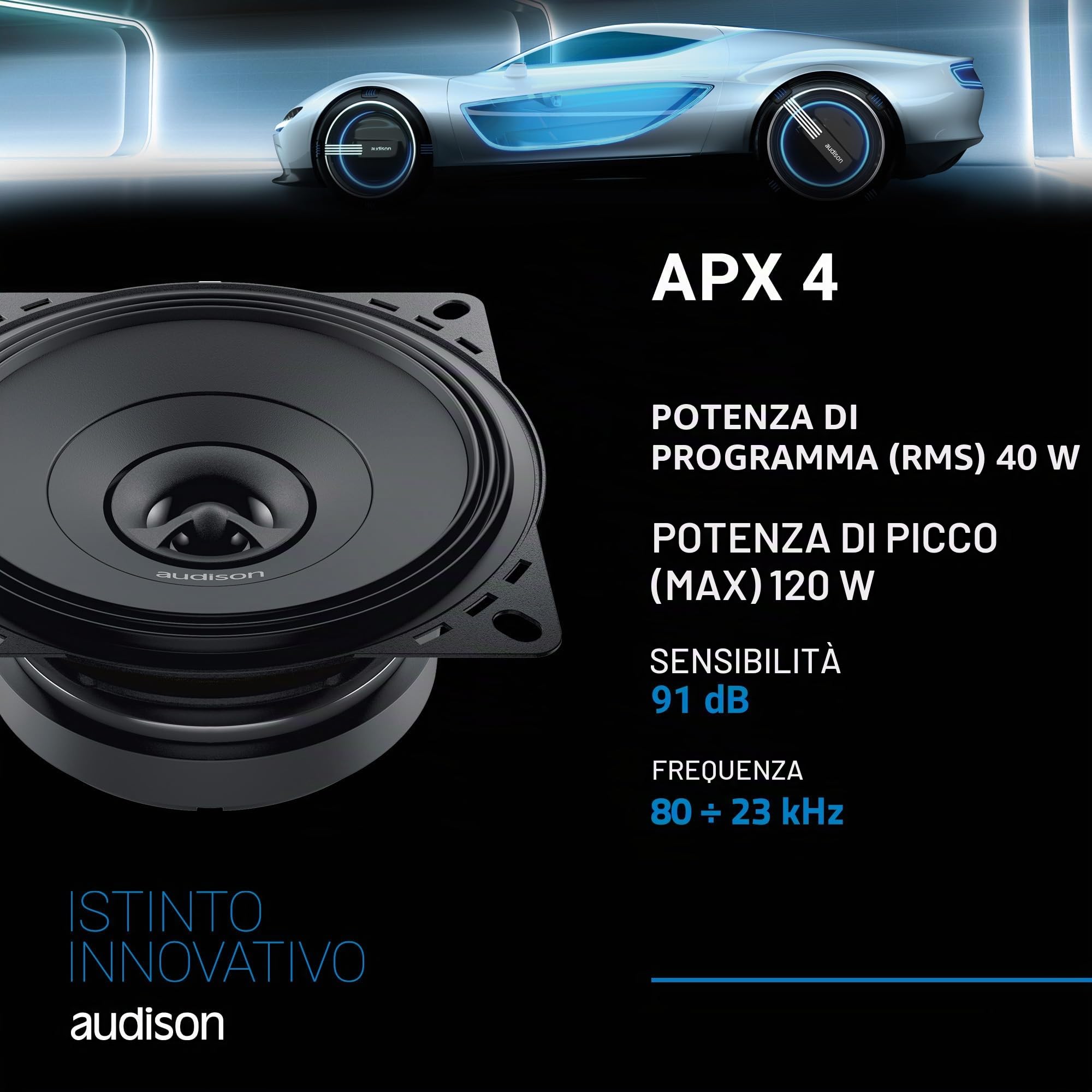 Audison Prima APX 4 casse auto 100mm 120W coppia