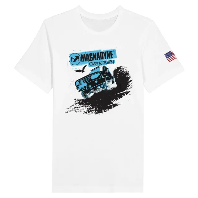Magnedyne Overlanding t-shirt girocollo bianca cotone unisex