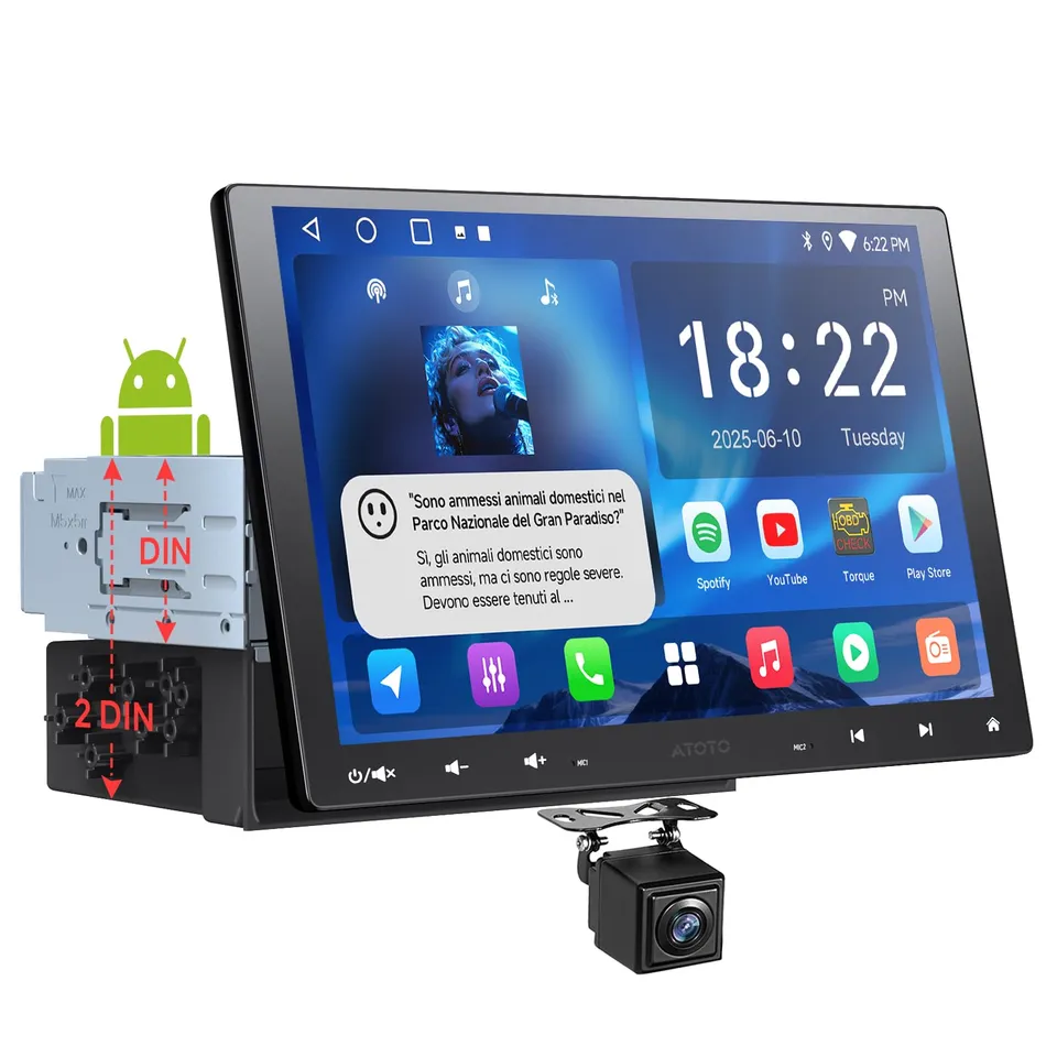 ATOTOZONE A5L autoradio Android 10.1" QLED 2G+32G CarPlay
