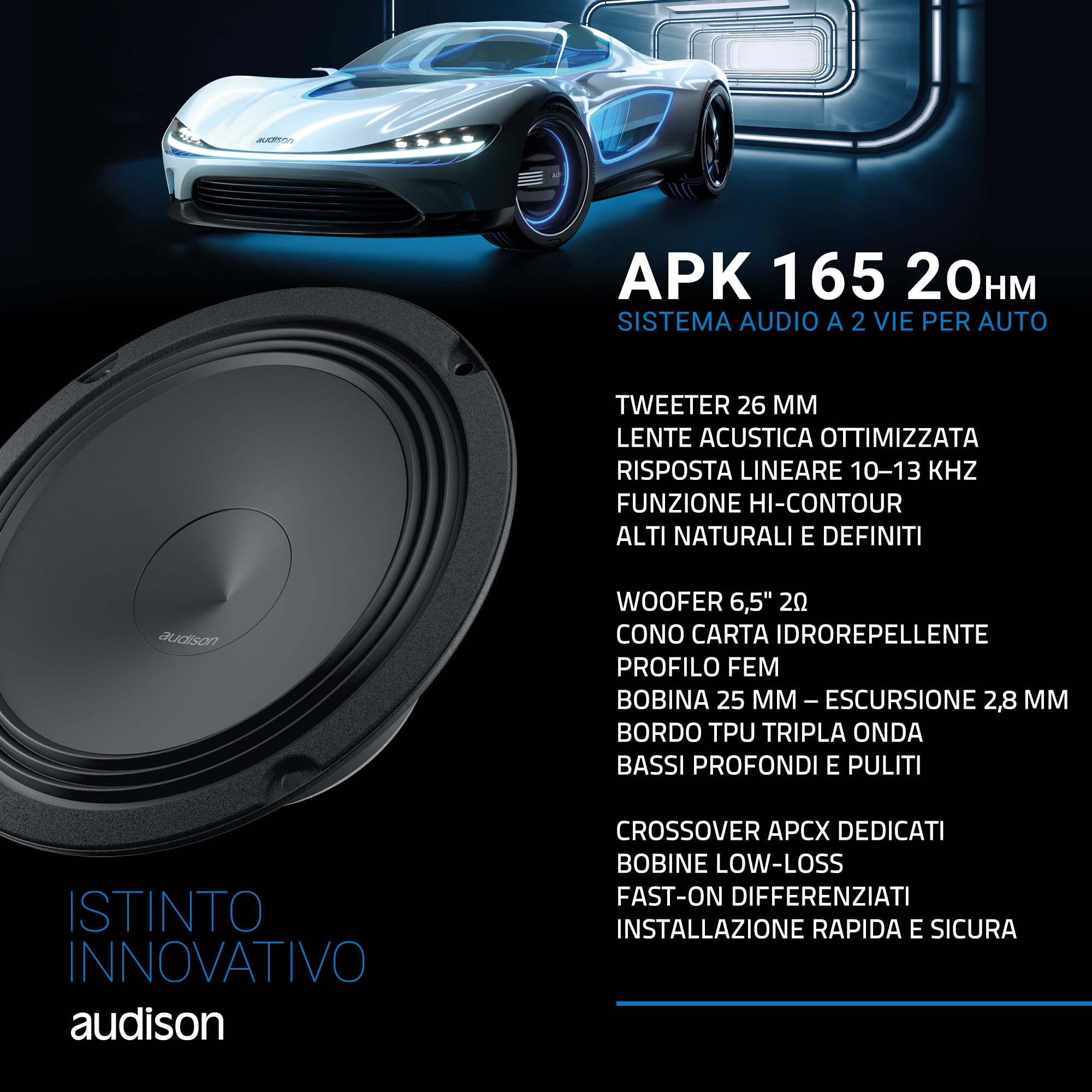 Audison Prima APK 165 2 Ohm Kit 2 Vie 165mm 300W