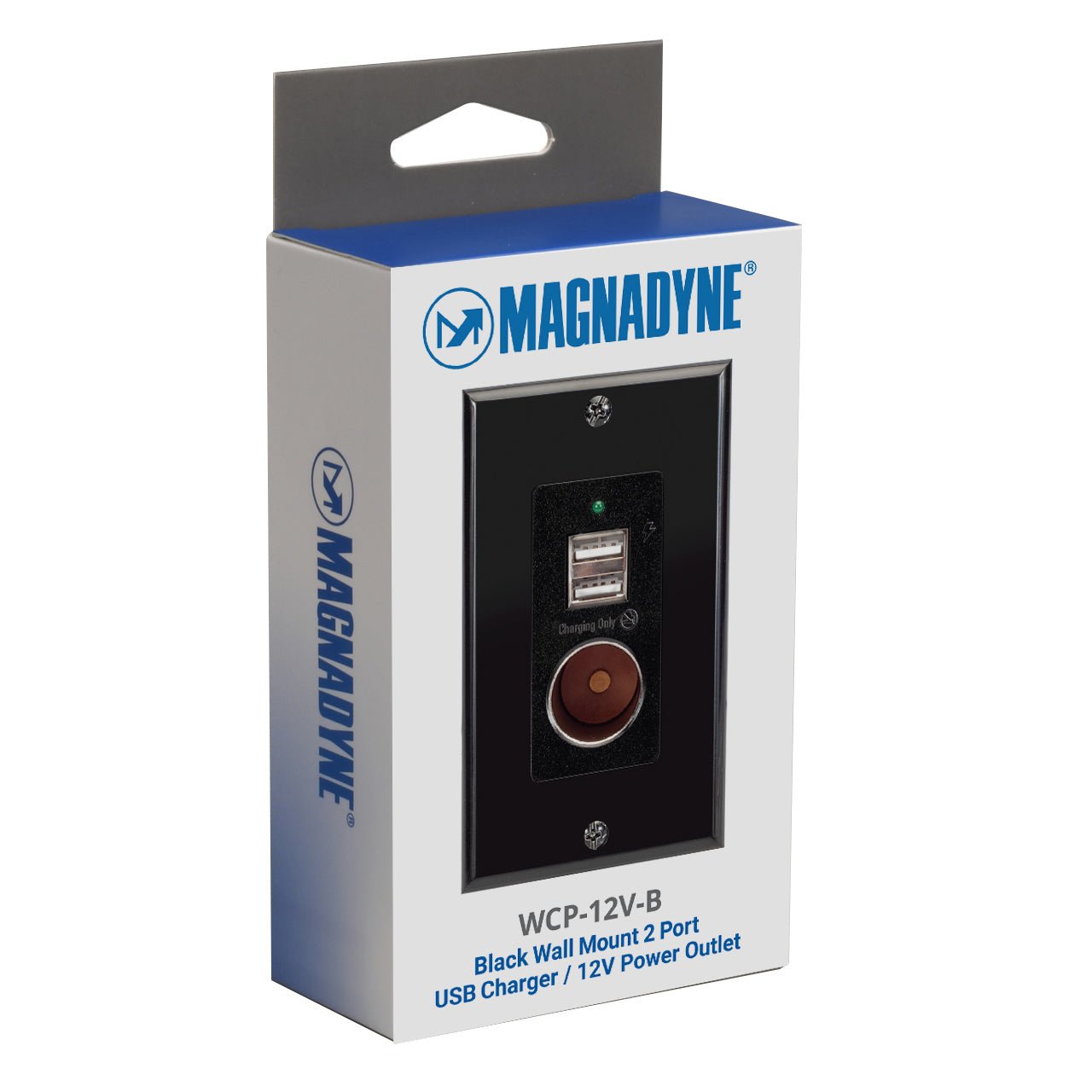 Magnadyne WCP-12V-B Caricatore USB Parete 2 Porte + 12V