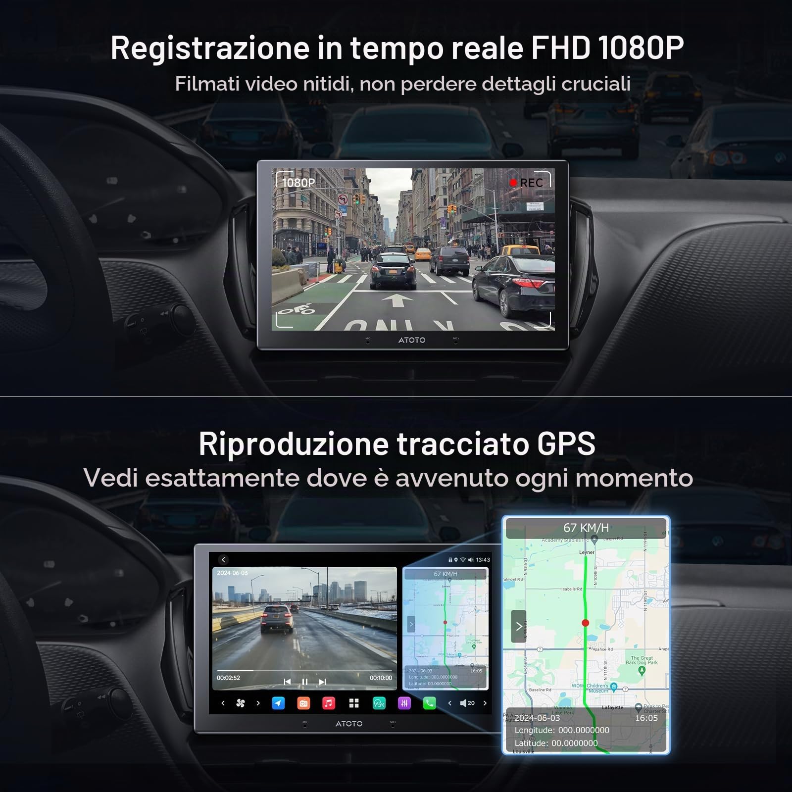 ATOTOZONE Car Camera AC-FHD02DV DVR 1080P per X10