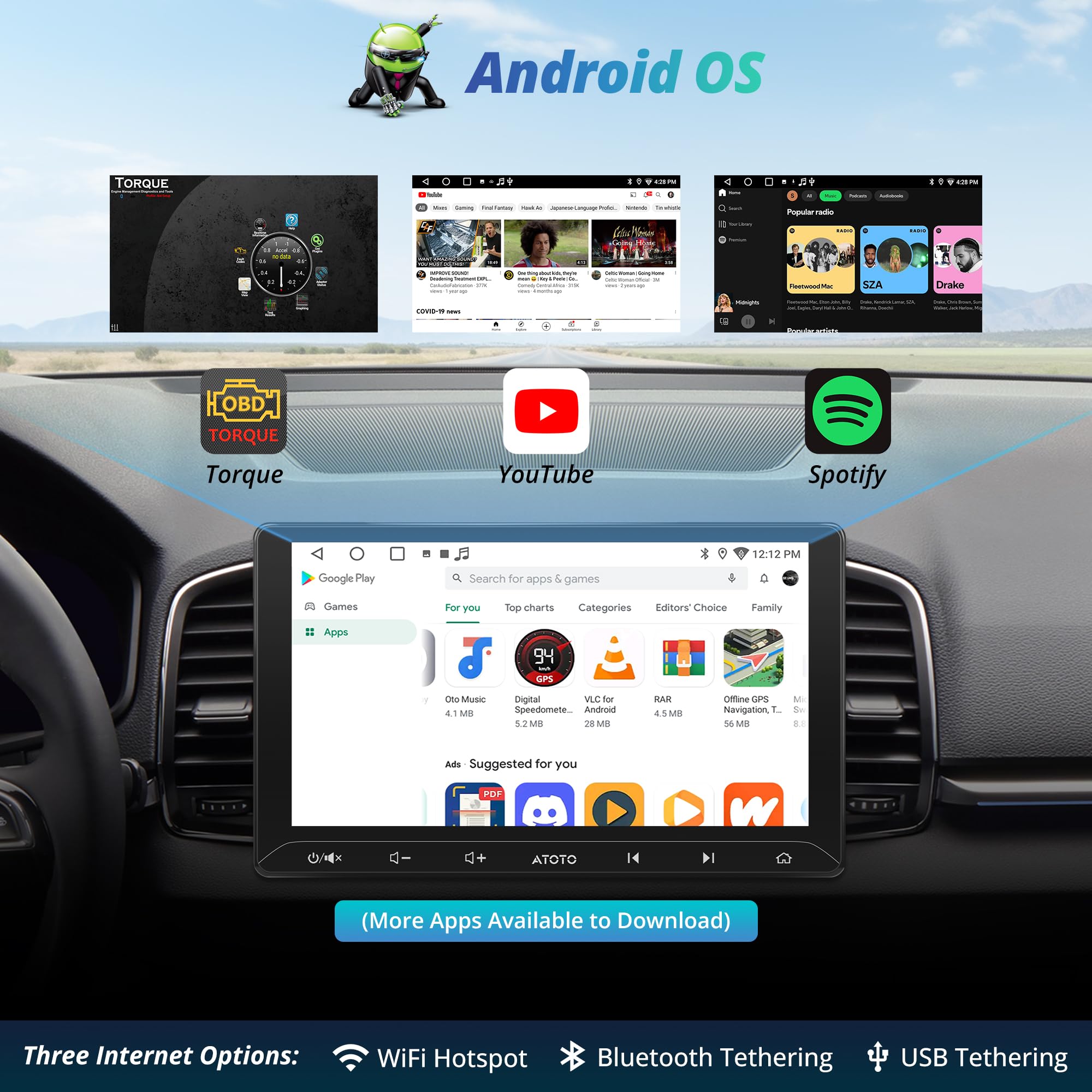 ATOTOZONE A5L Autoradio Android 10,1" 2DIN CarPlay DSP