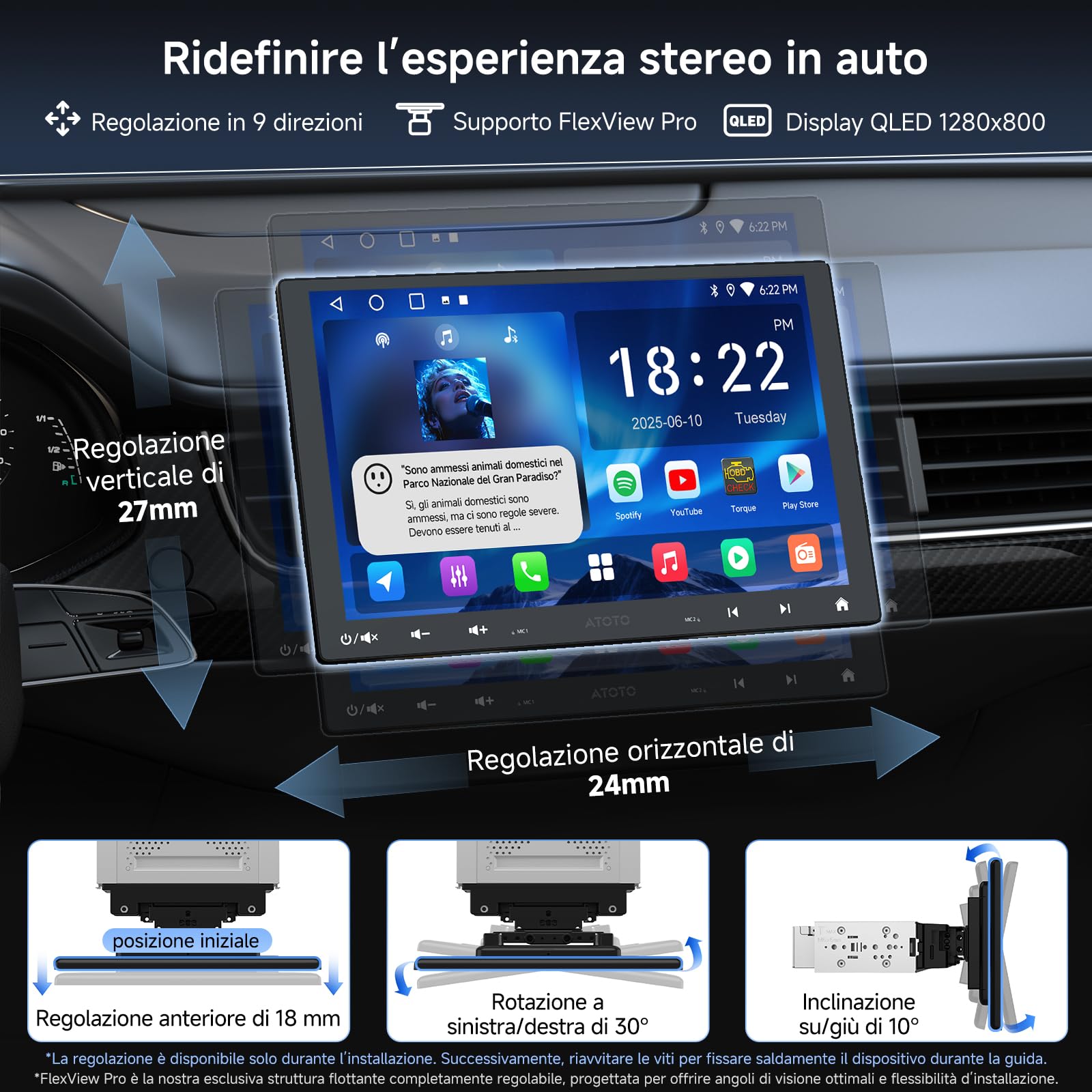 ATOTOZONE A5L autoradio Android 10.1" QLED 2G+32G CarPlay