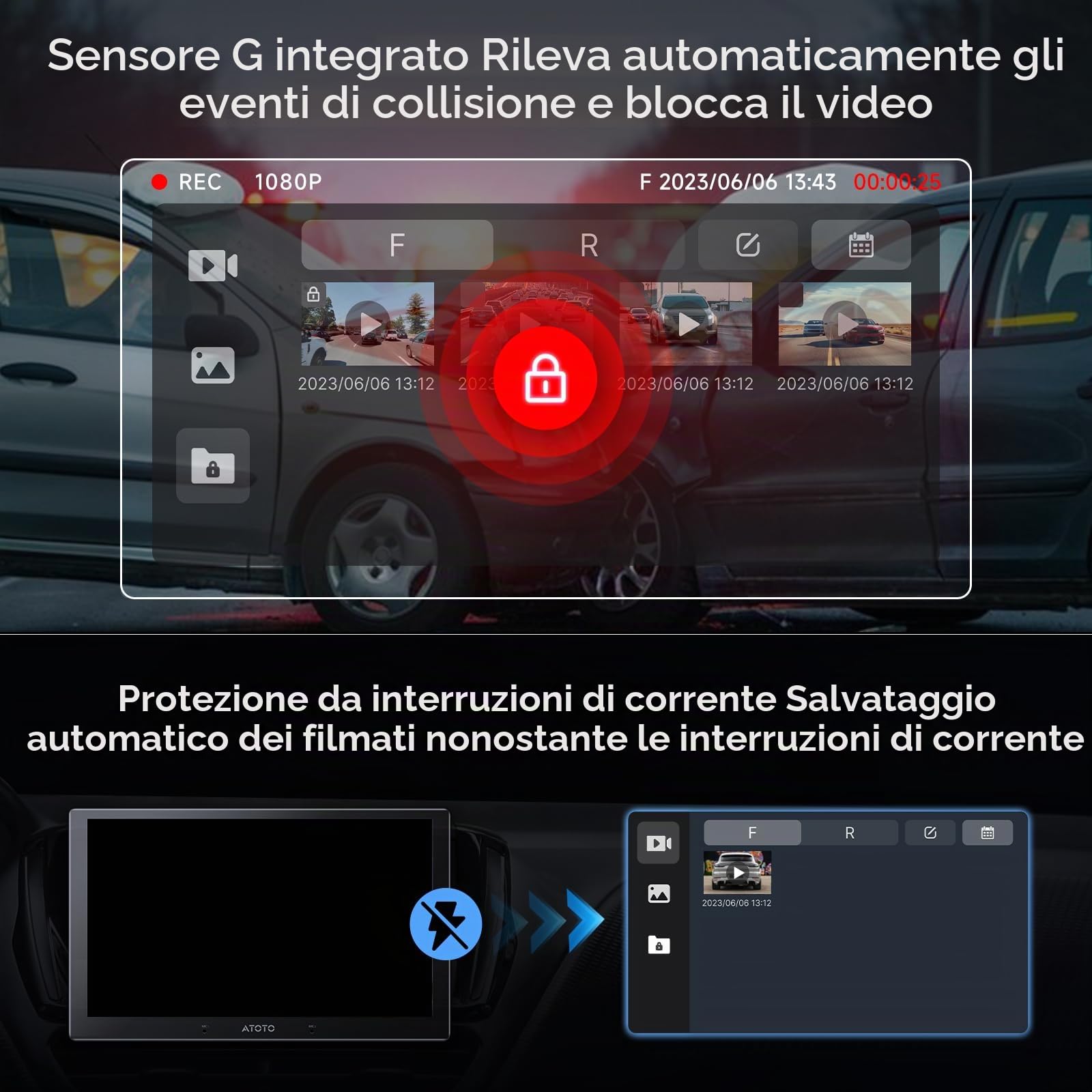 ATOTOZONE Car Camera AC-FHD02DV DVR 1080P per X10