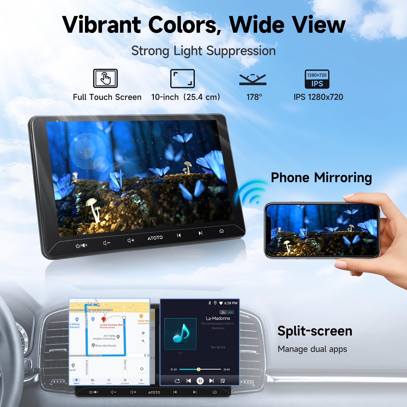 ATOTOZONE A5L autoradio Android 10.1" IPS 2G+32G DSP