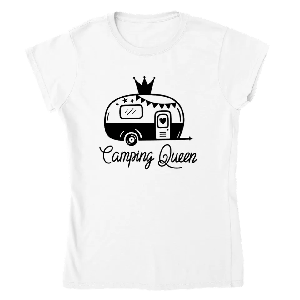Camping Queen t-shirt donna girocollo bianca M