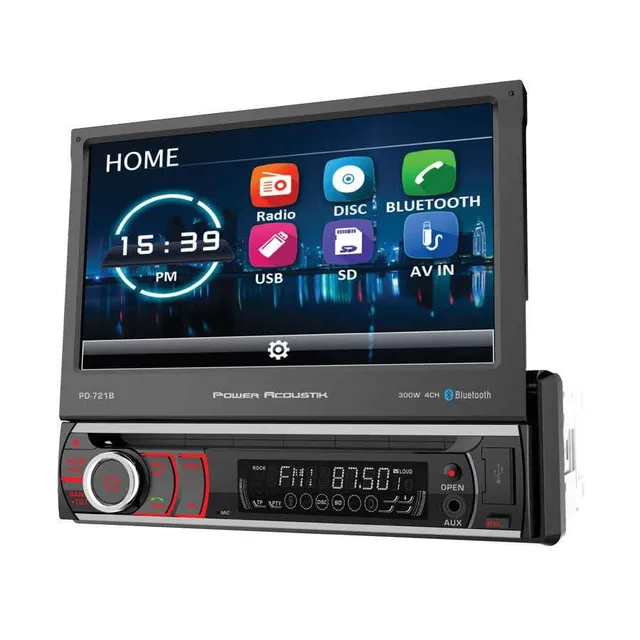 Power Acoustik PD-721B Autoradio 1 DIN 7" DVD Bluetooth