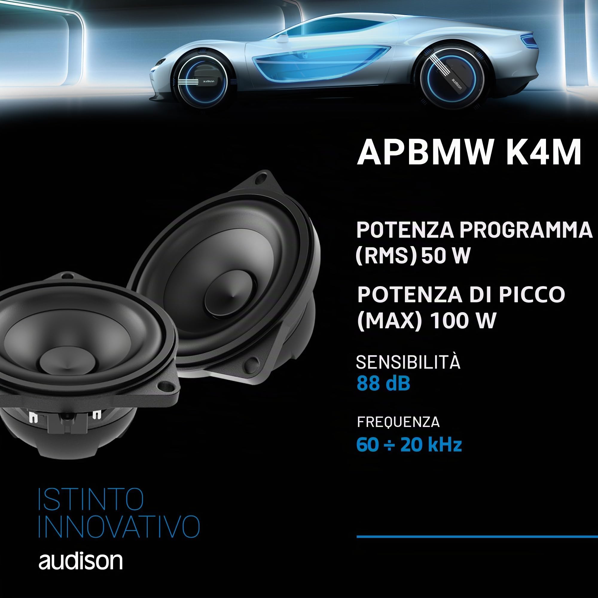 Audison Prima APBMW K4M kit 2 vie 100mm 100W BMW MINI