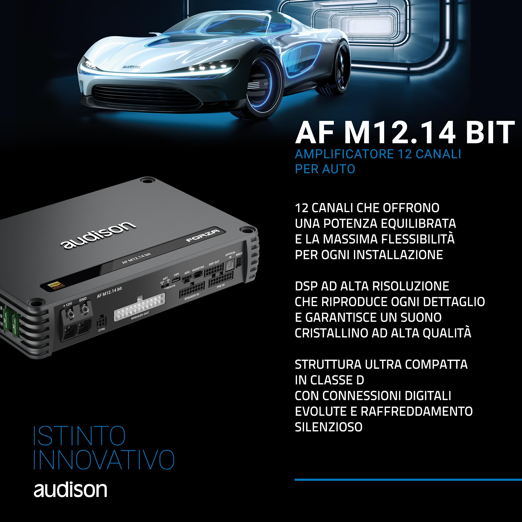 Audison Forza AF M12.14 bit amplificatore DSP 12x90W