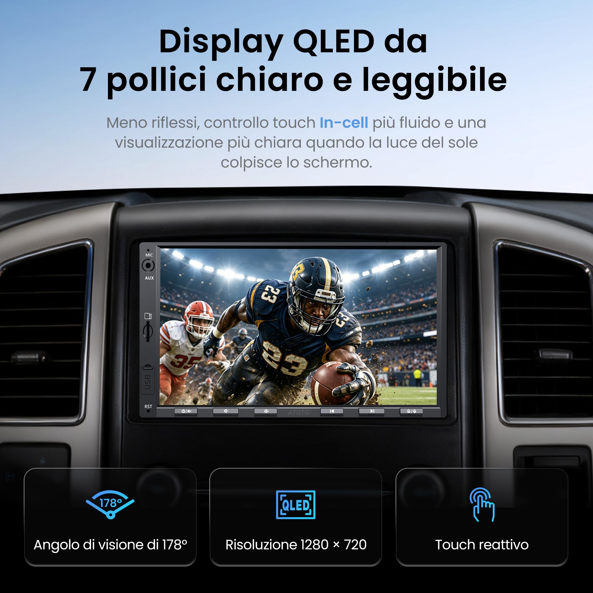 ATOTO F7 WE Autoradio 2 DIN 7 Pollici QLED CarPlay Wireless