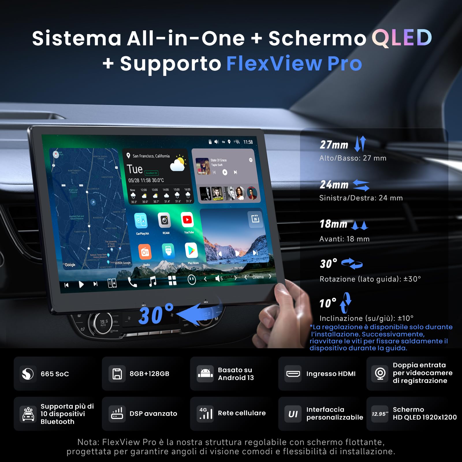 ATOTOZONE X10 Autoradio QLED 12,95" 8+128GB CarPlay 4G