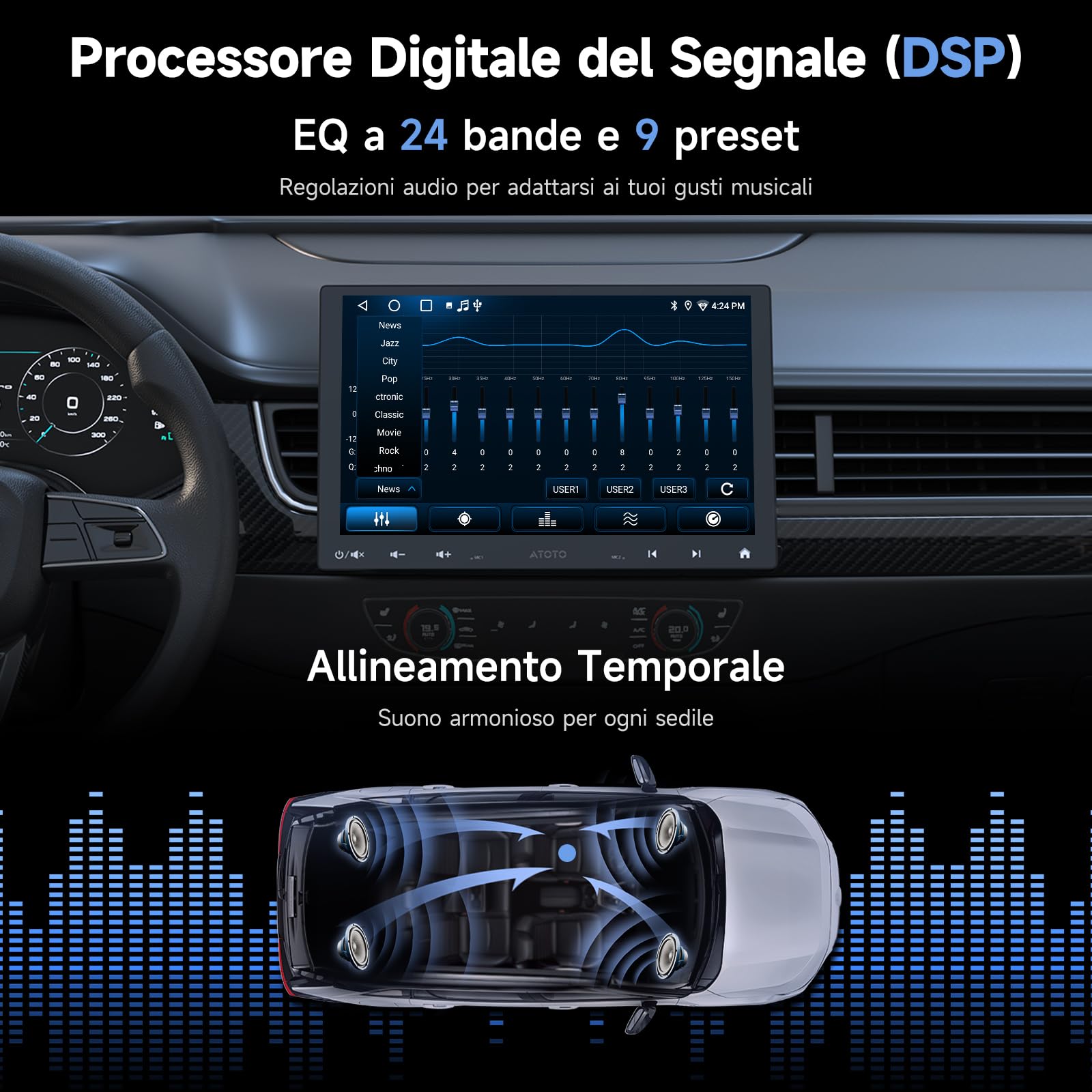 ATOTOZONE A5L autoradio Android 10.1" QLED 2G+32G CarPlay