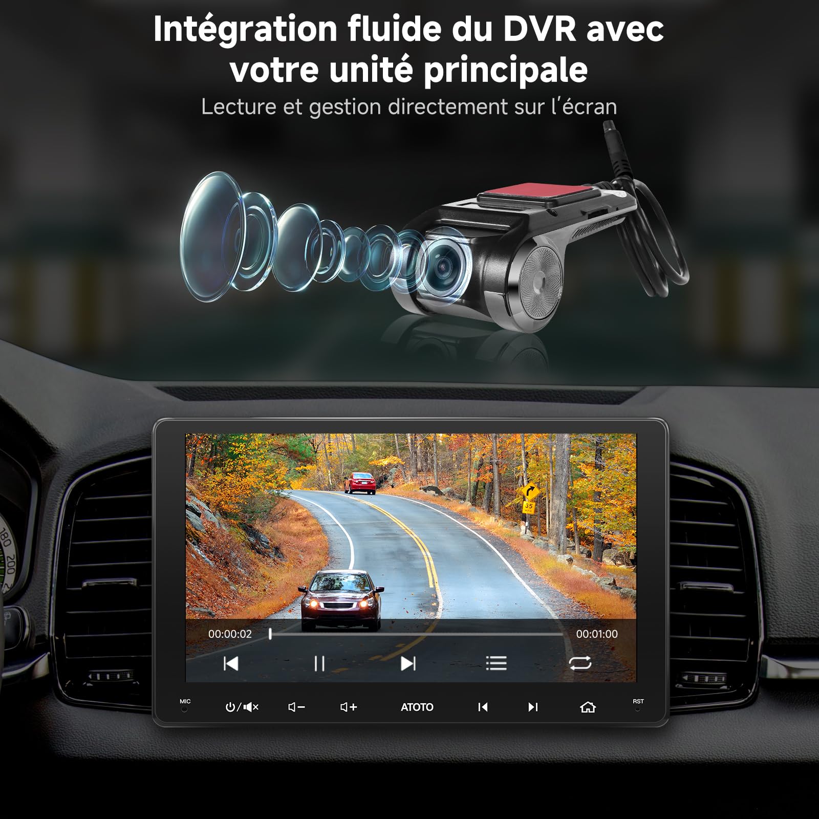 ATOTOZONE Car Camera AC-44P2 DVR USB 1080P per A5L